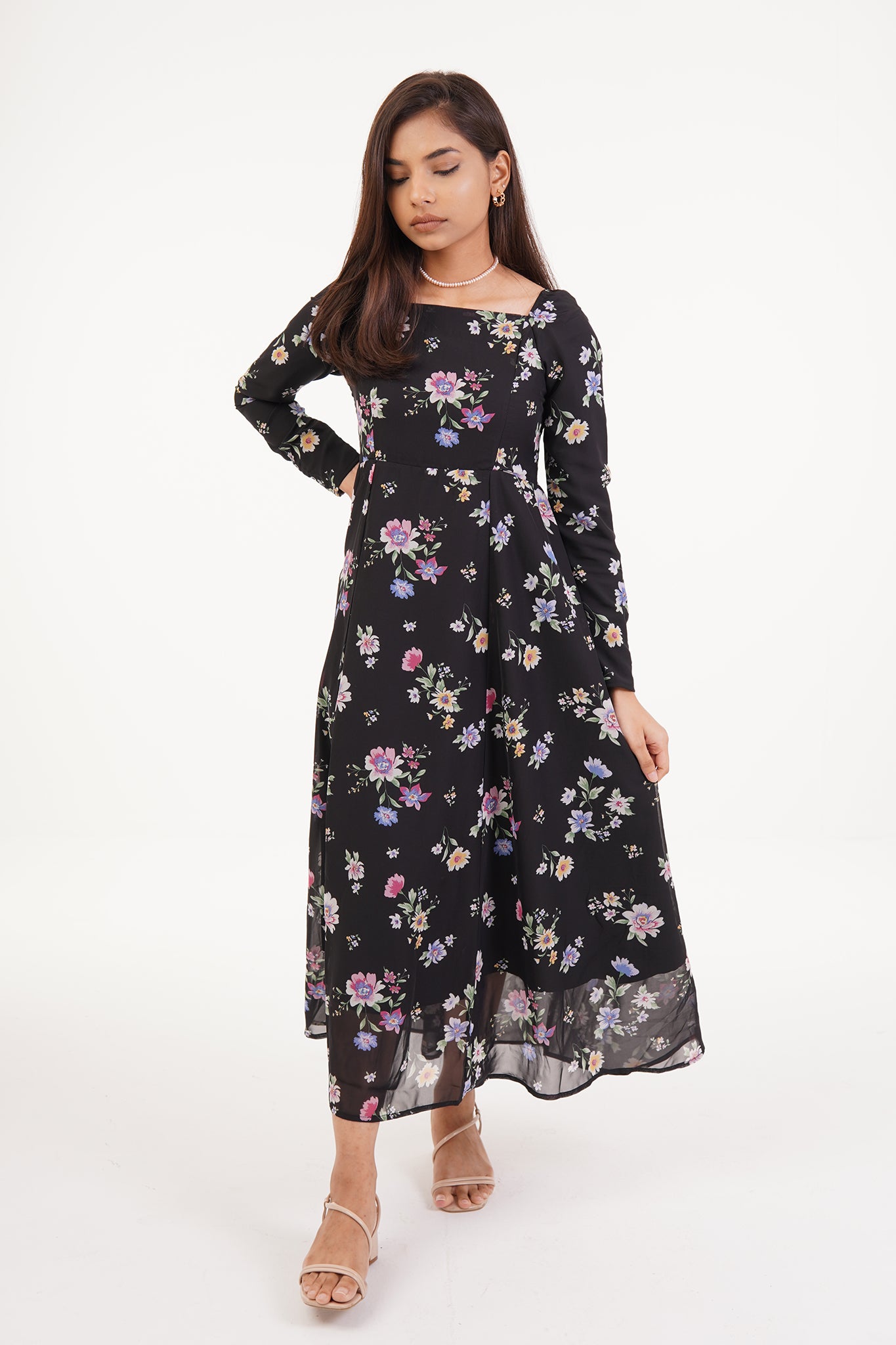 Rachel - Black Floral Dress