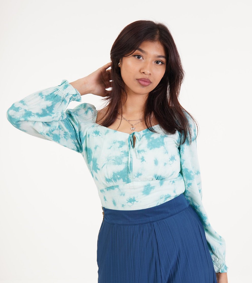 Serena - Teal Printed Top
