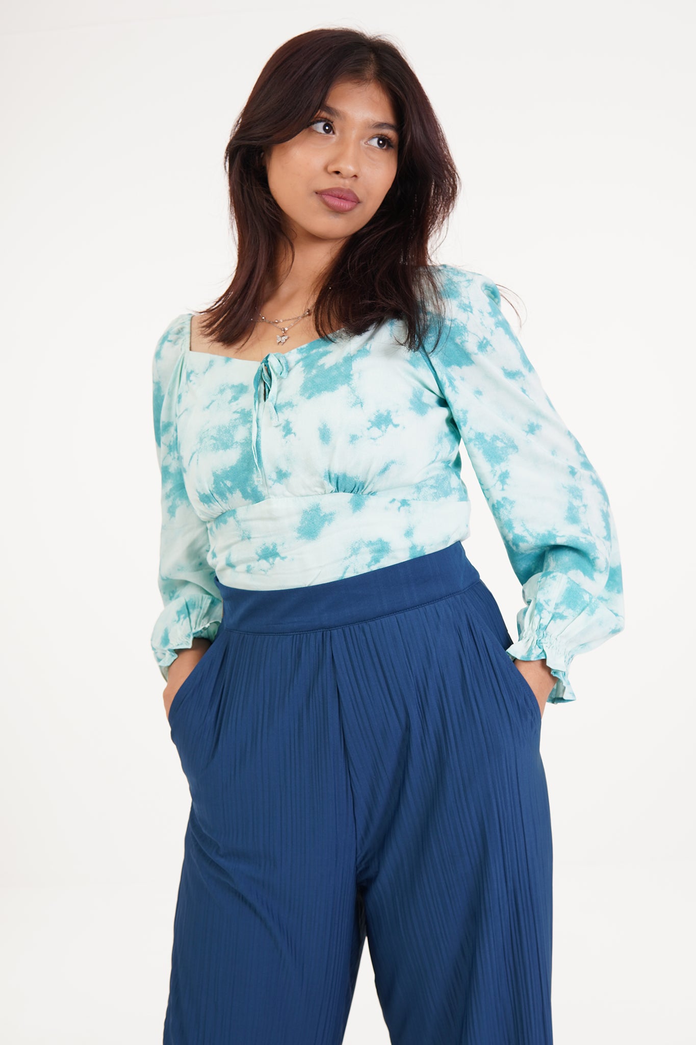 Serena - Teal Printed Top