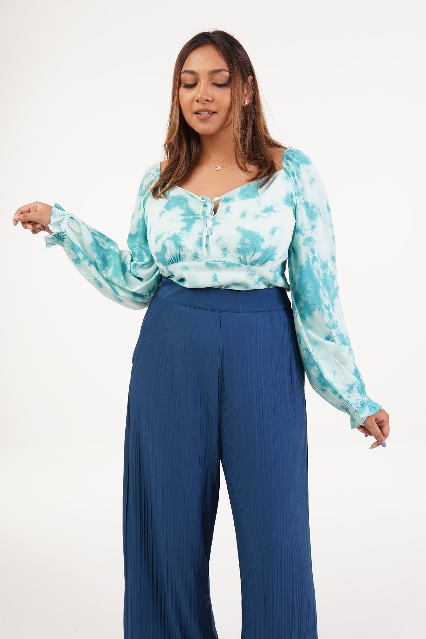 Serena - Teal Printed Top