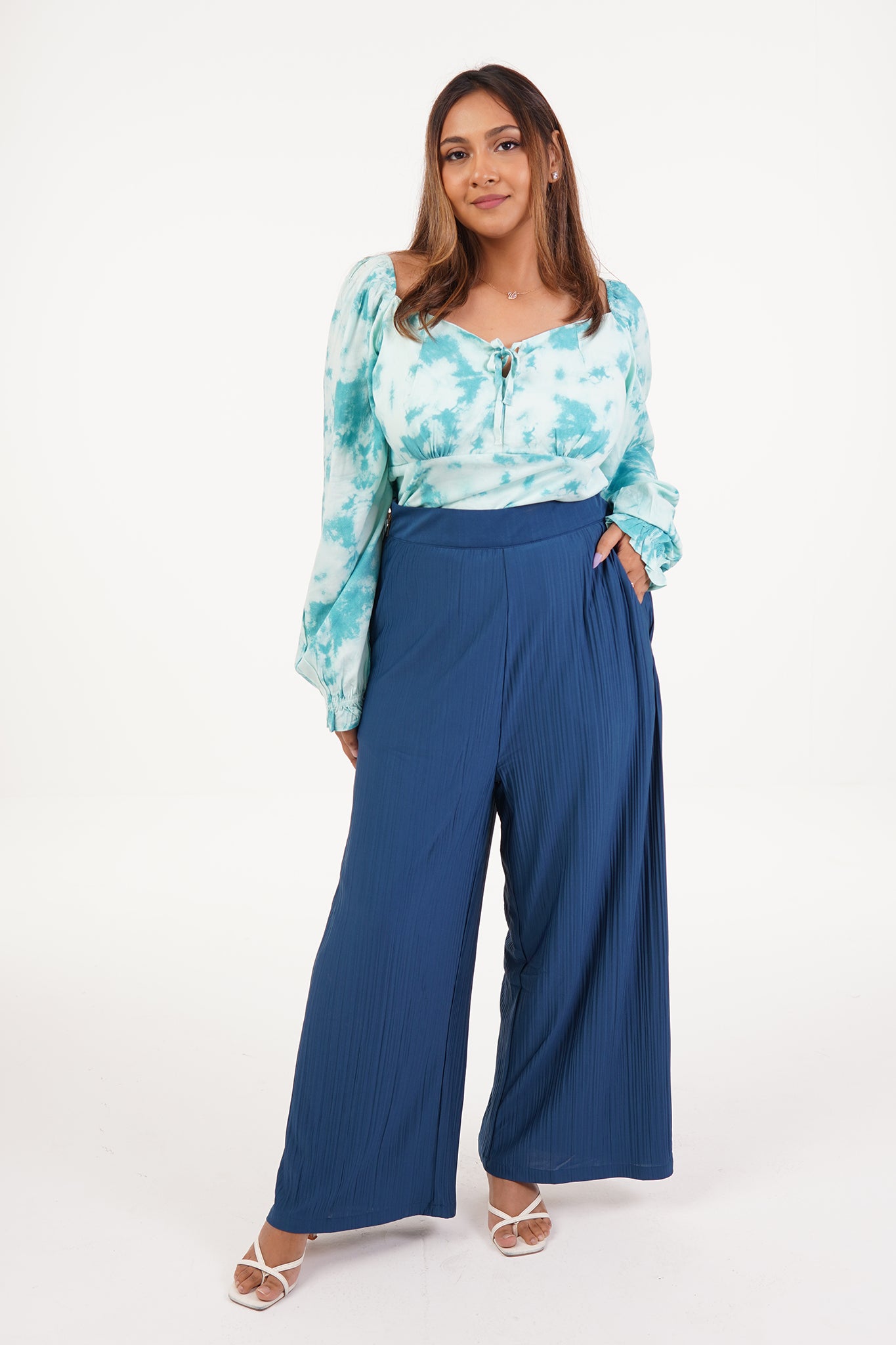 Serena - Teal Printed Top