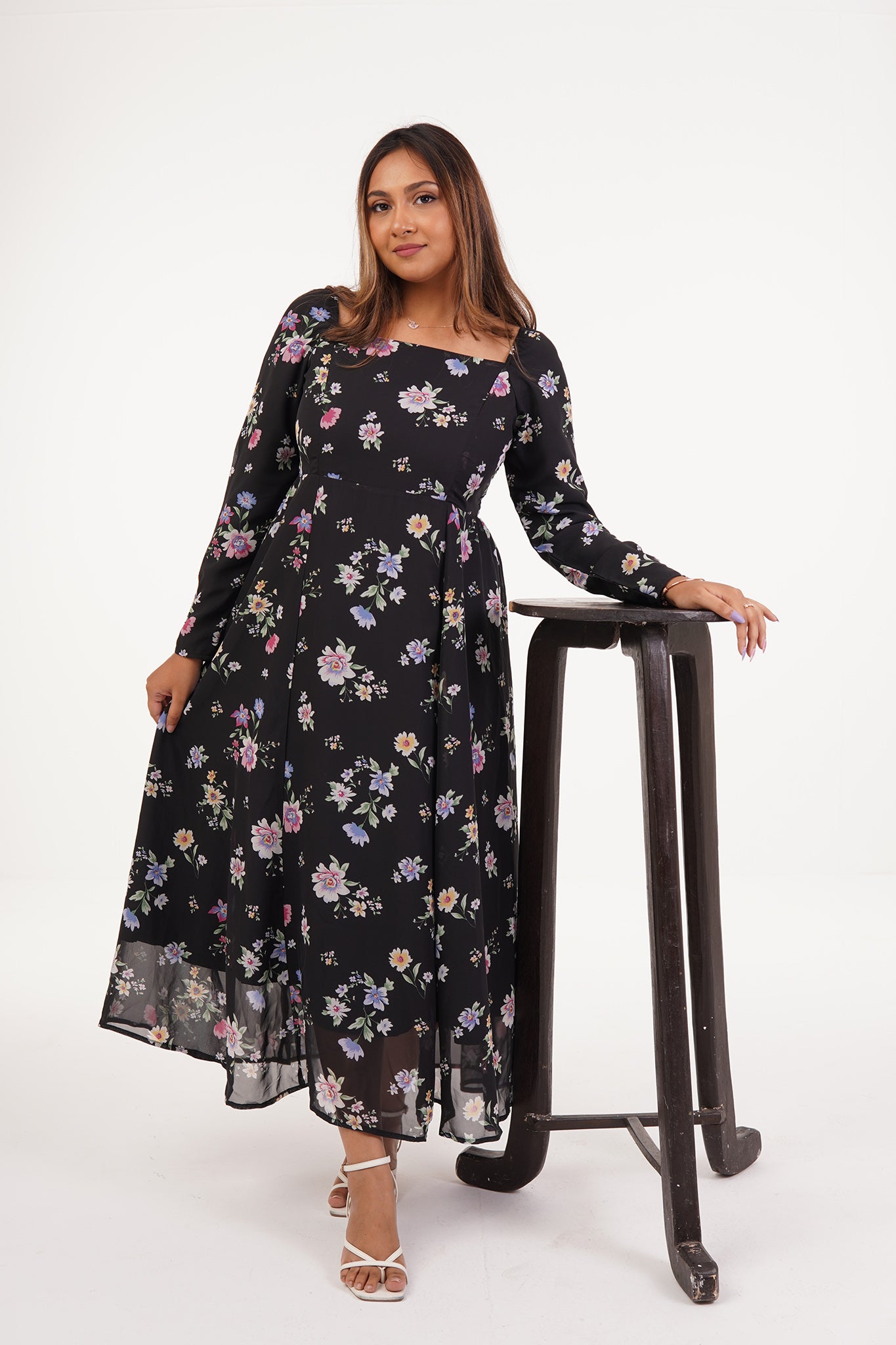 Rachel - Black Floral Dress