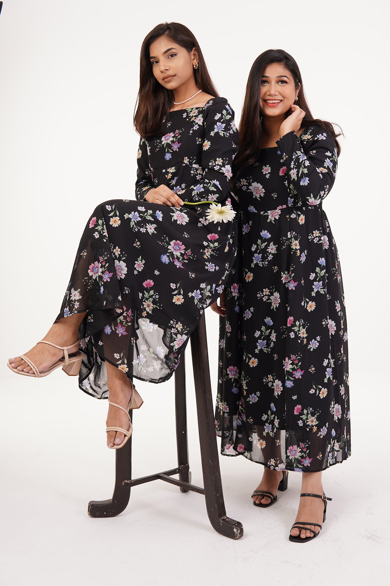 Rachel - Black Floral Dress