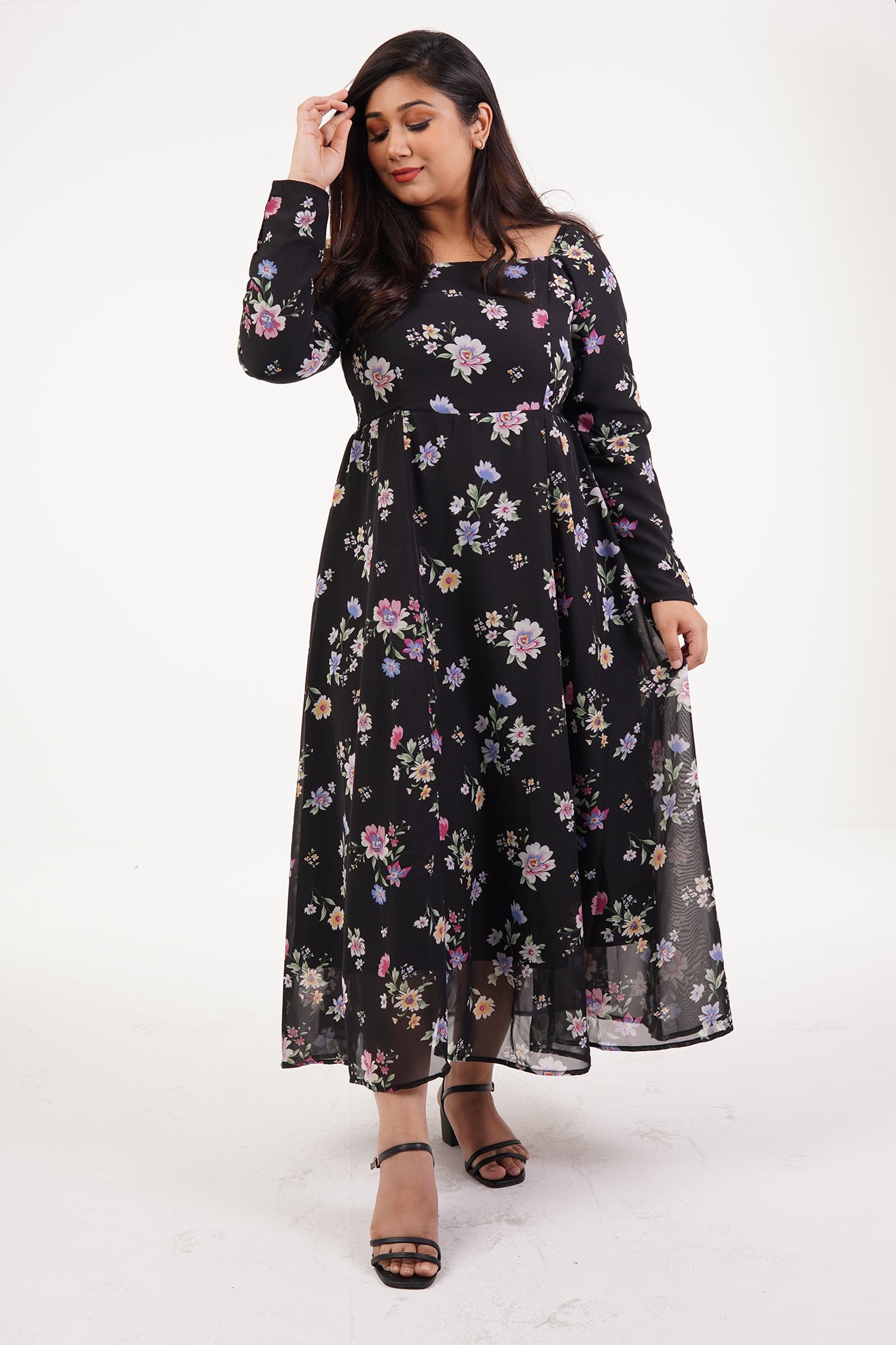 Rachel - Black Floral Dress