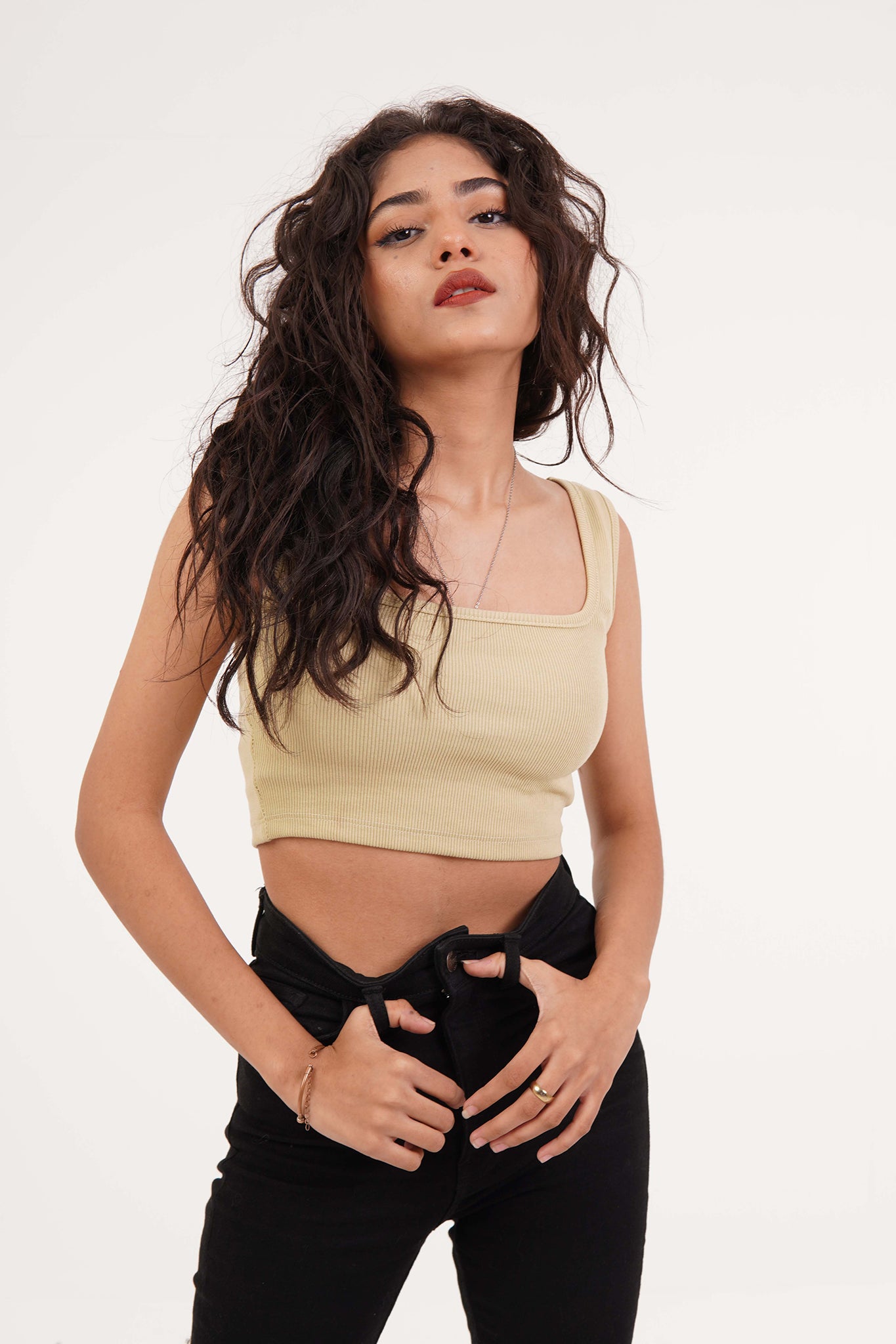Charm - Cropped Tank Top - Green Hase