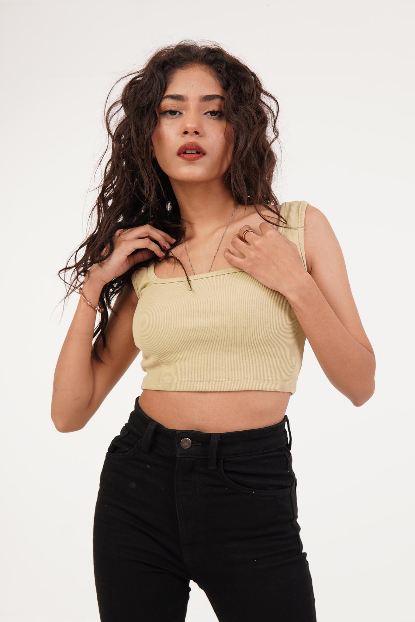 Charm - Cropped Tank Top - Green Hase