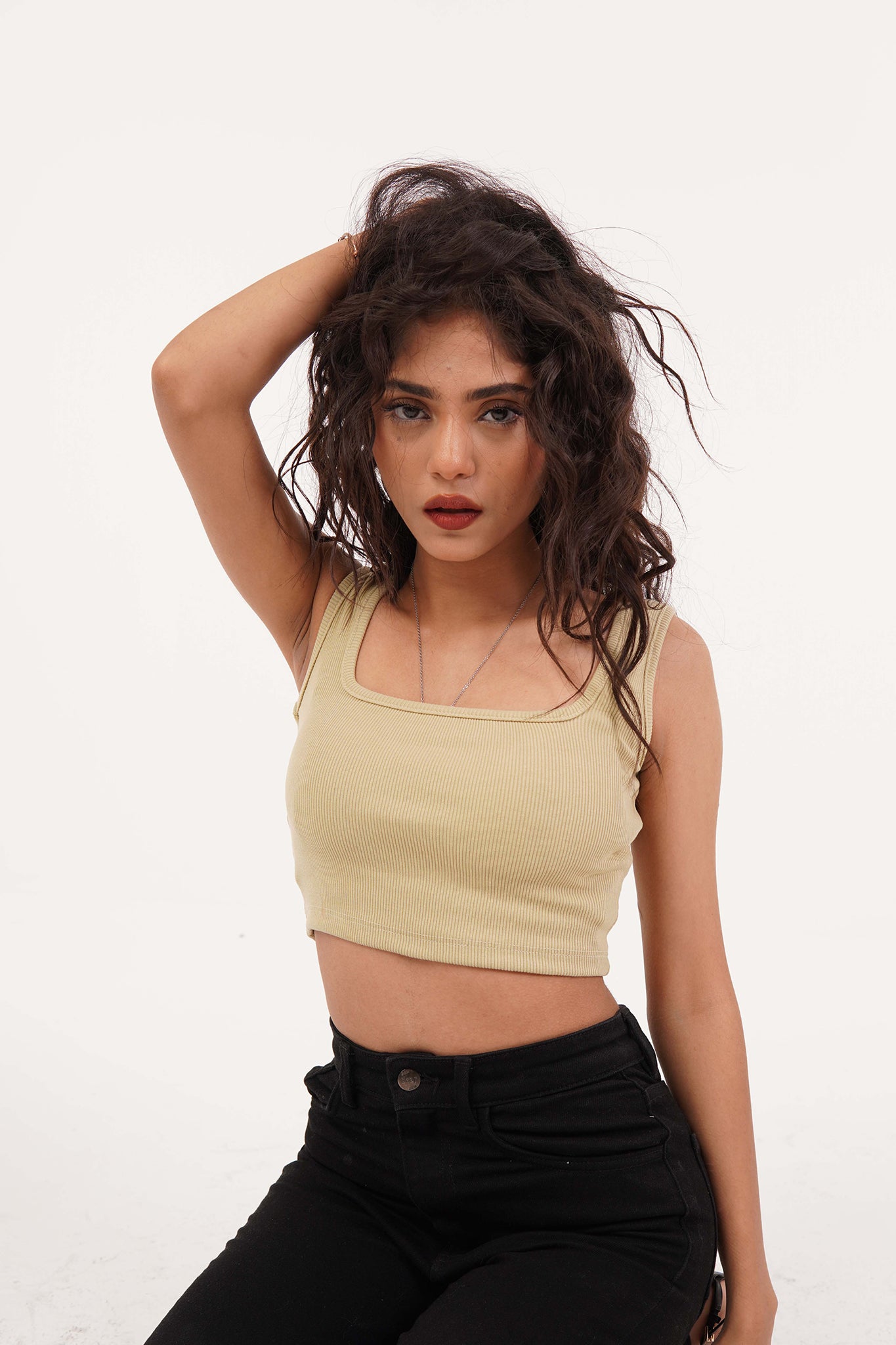 Charm - Cropped Tank Top - Green Hase