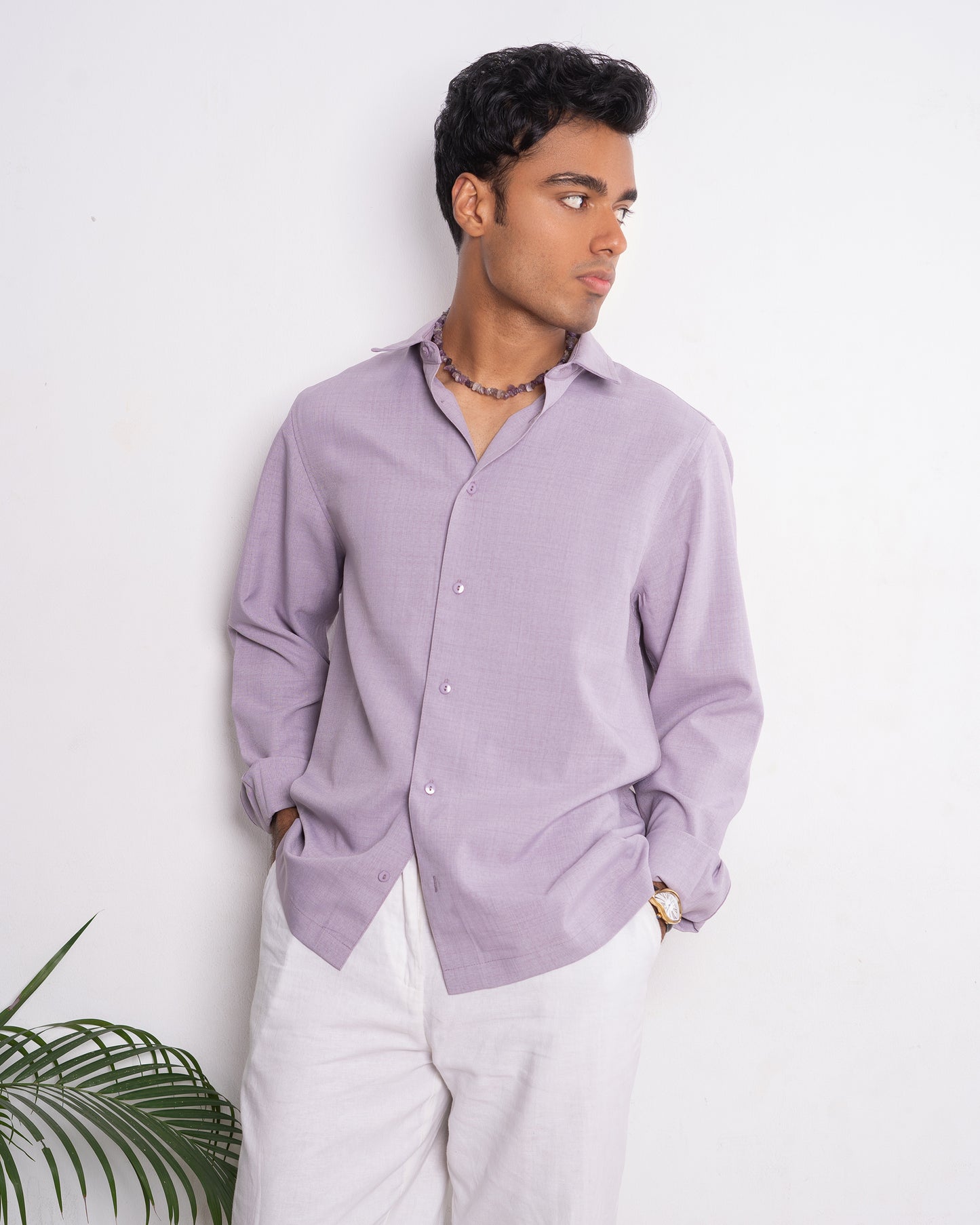Linen Shirt for Men - Lavender