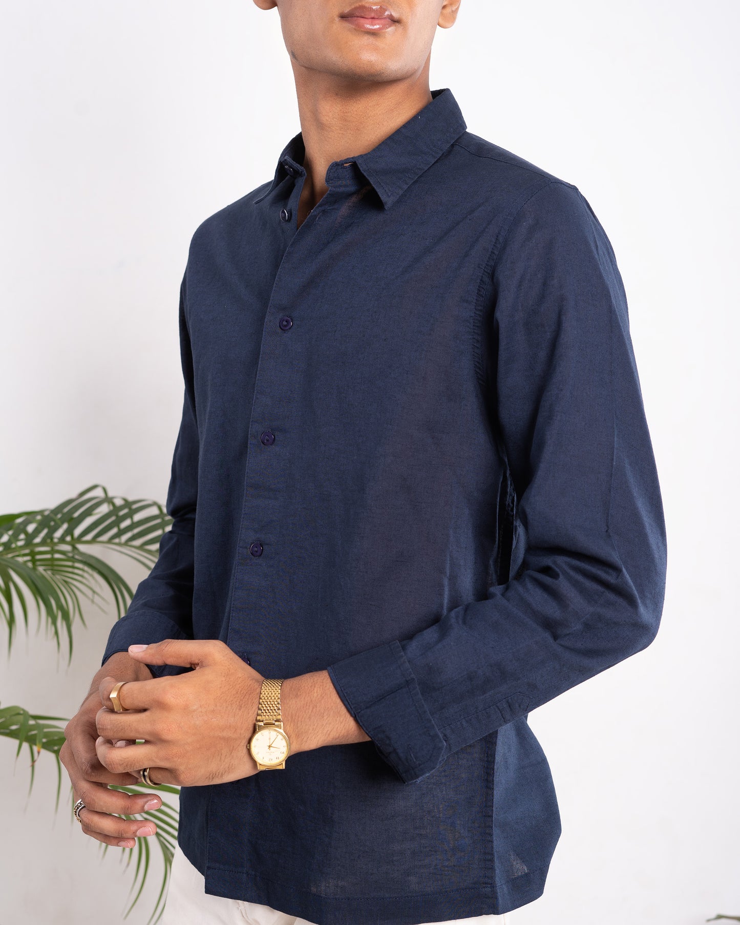 Linen Shirt for Men - Navy