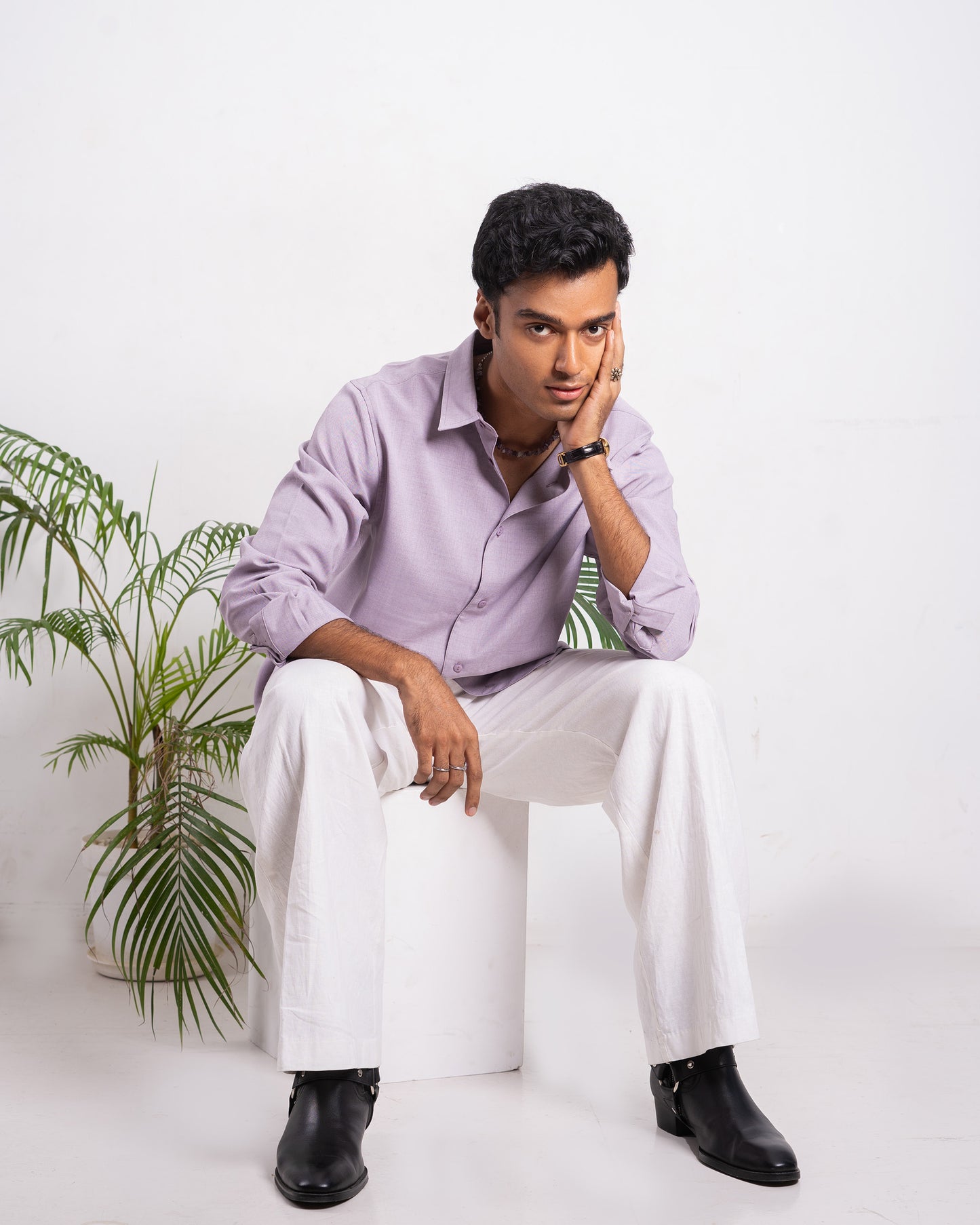 Linen Shirt for Men - Lavender