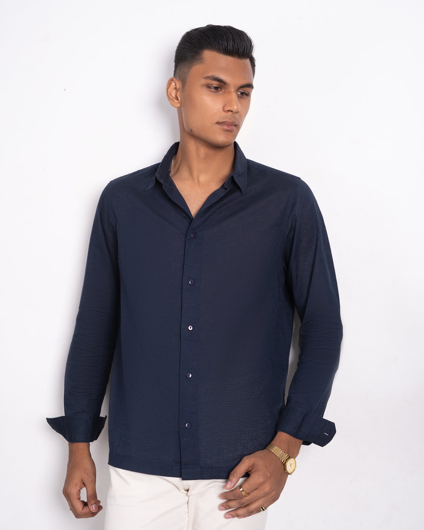 Linen Shirt for Men - Navy