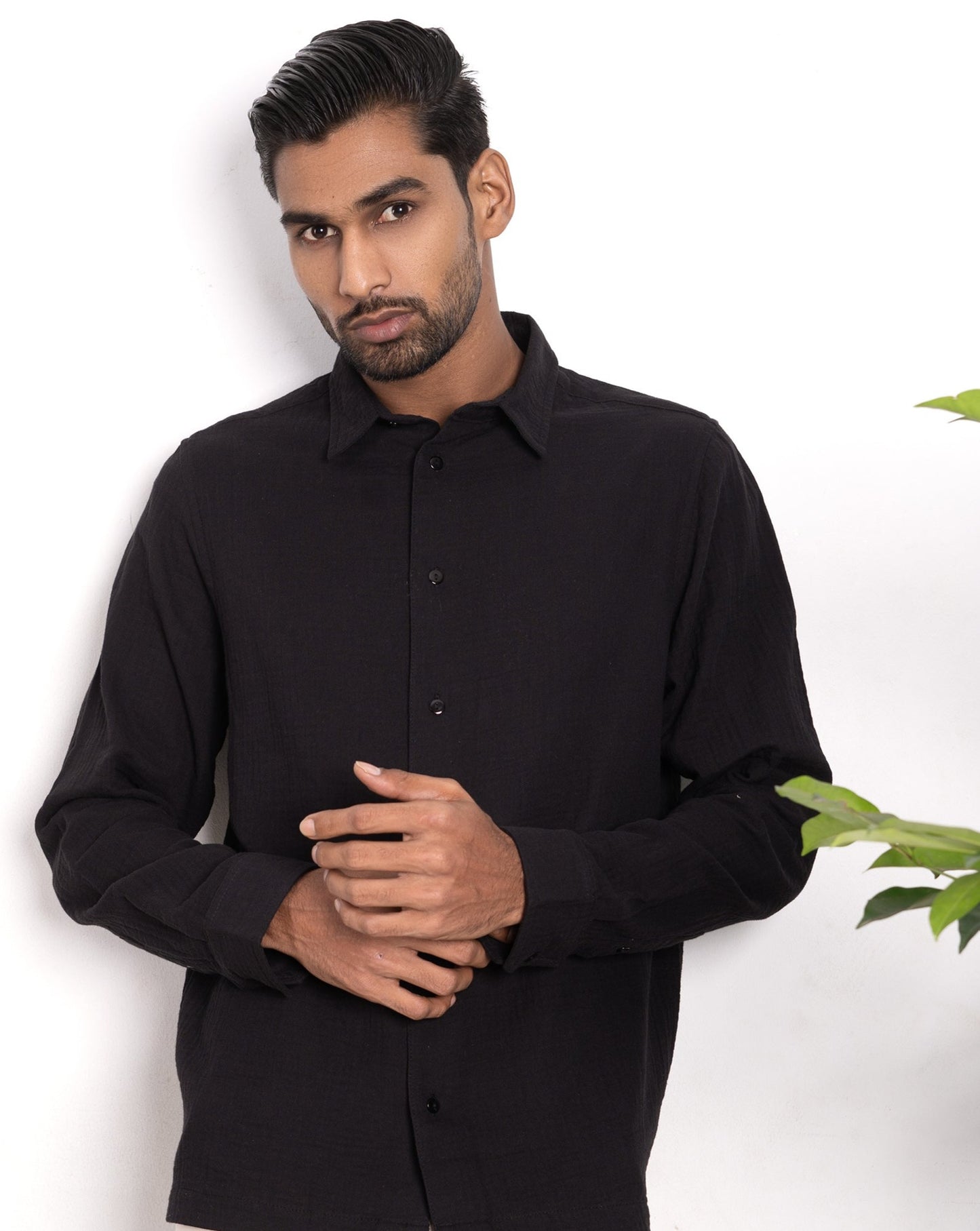 Waffle Shirt for Men - Black