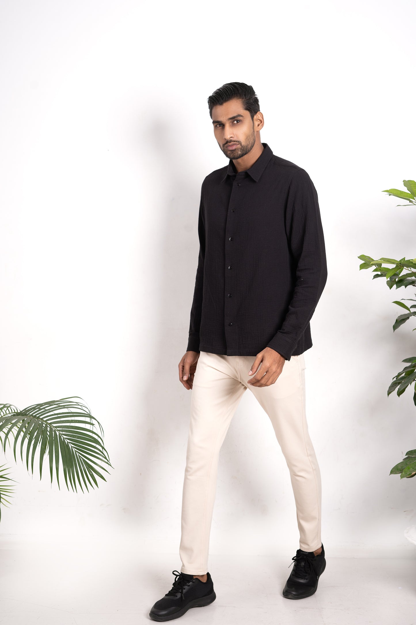 Waffle Shirt for Men - Black