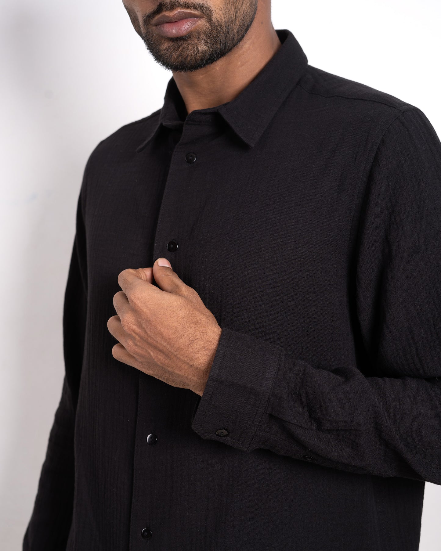 Waffle Shirt for Men - Black