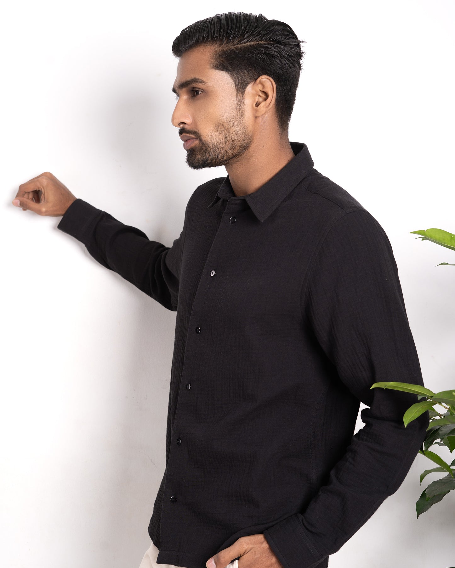 Waffle Shirt for Men - Black
