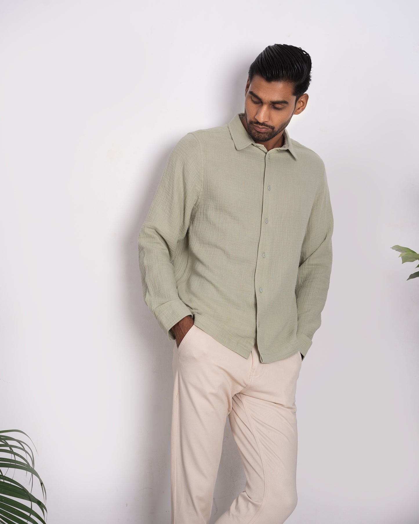 Waffle Shirt for Men - Light Lemon