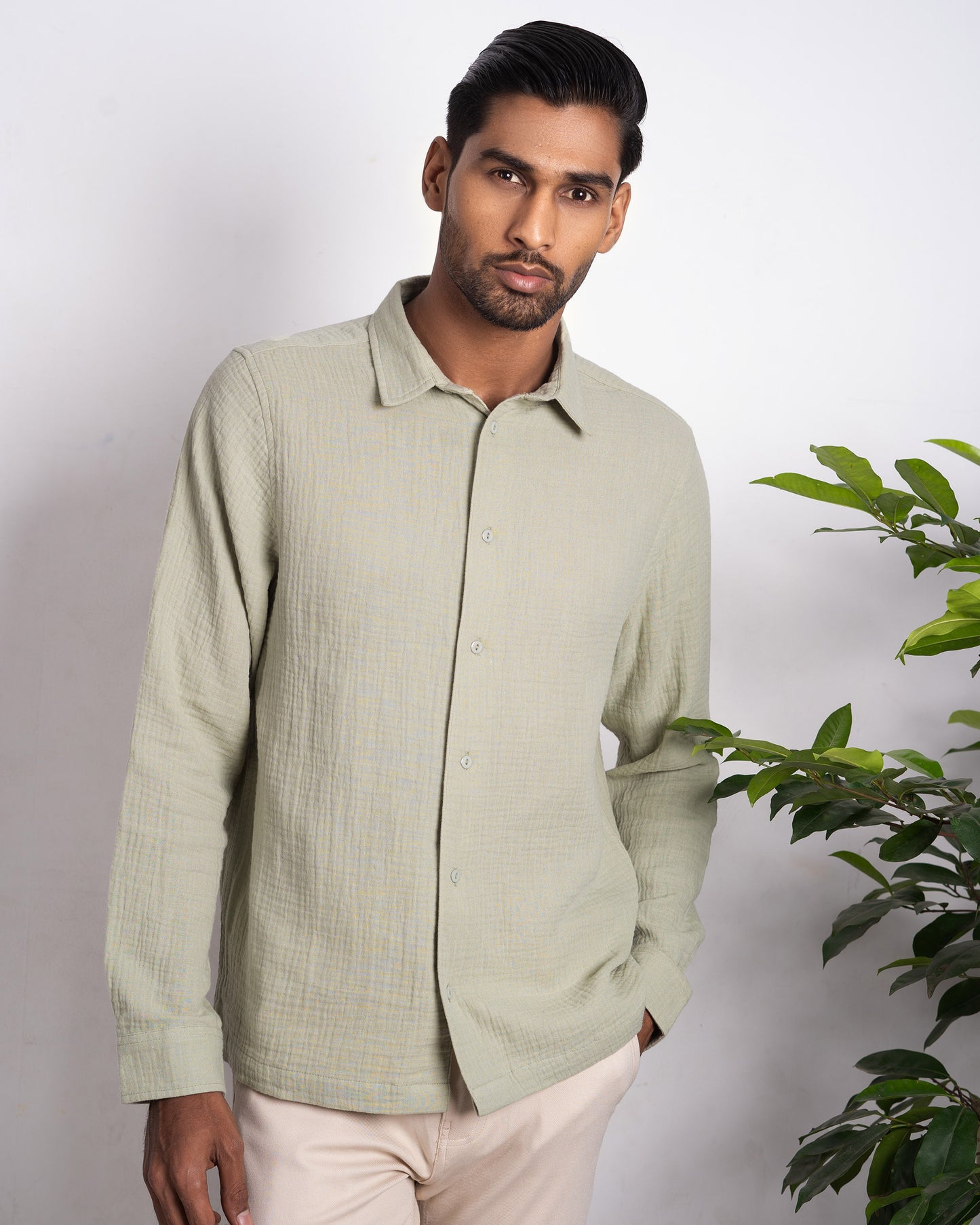 Waffle Shirt for Men - Light Lemon