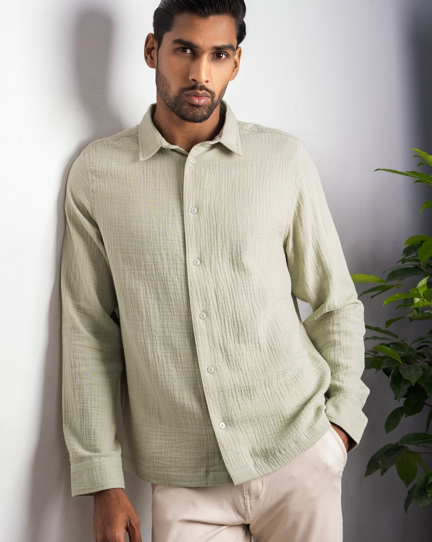 Waffle Shirt for Men - Light Lemon