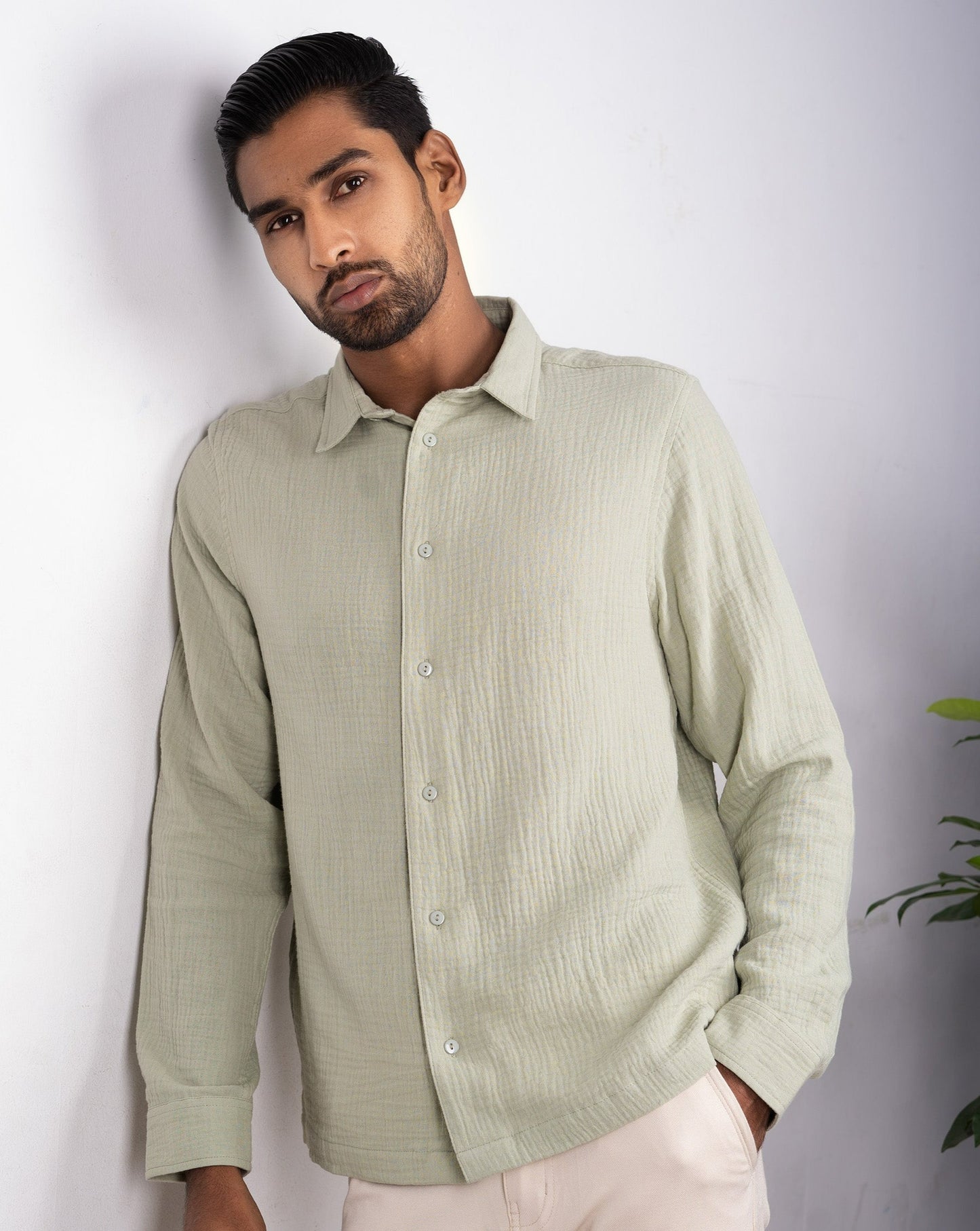 Waffle Shirt for Men - Light Lemon