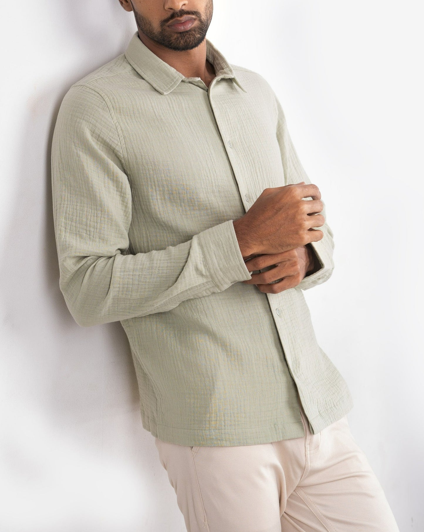 Waffle Shirt for Men - Light Lemon