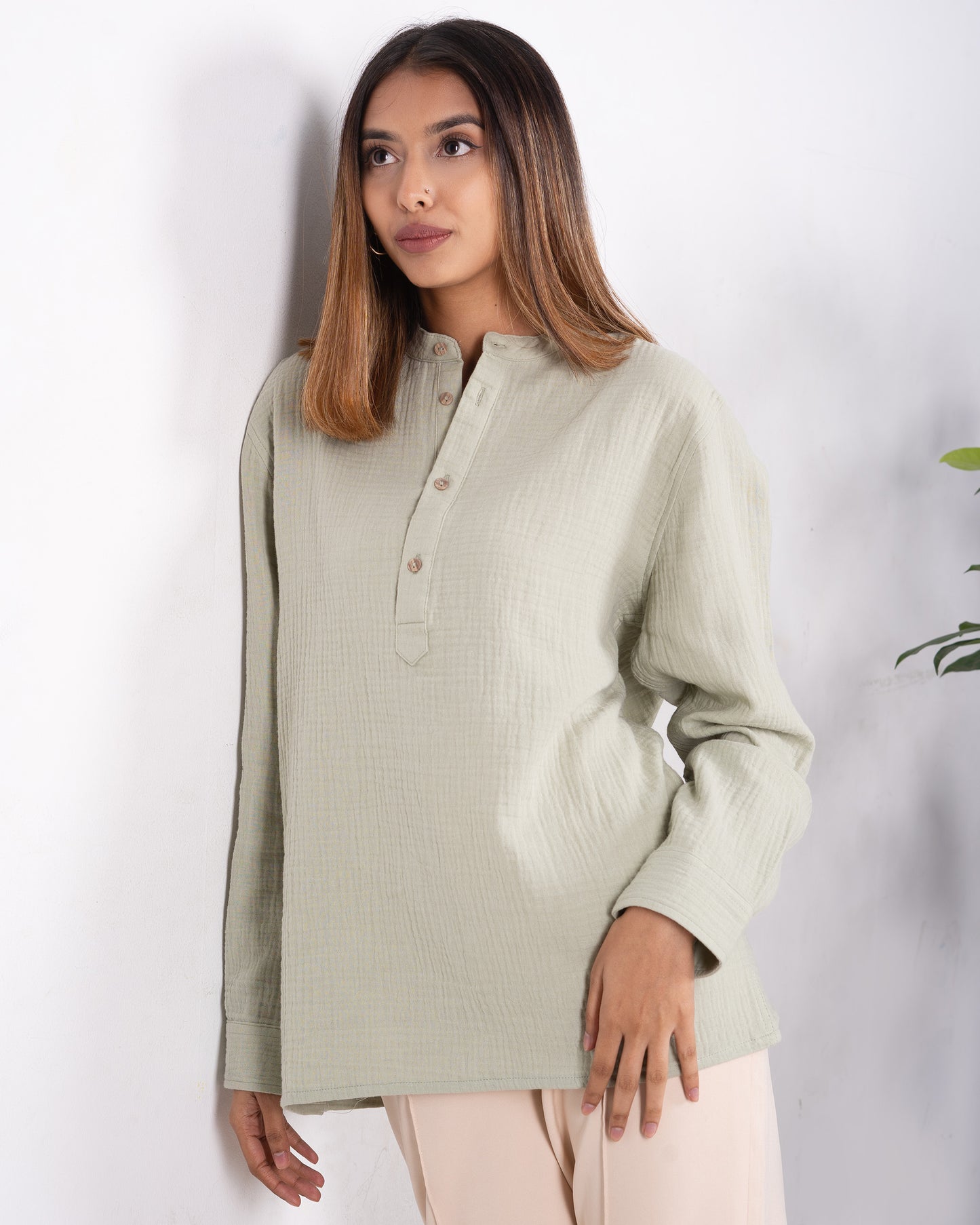Waffle Henley - Unisex - Light Lemon