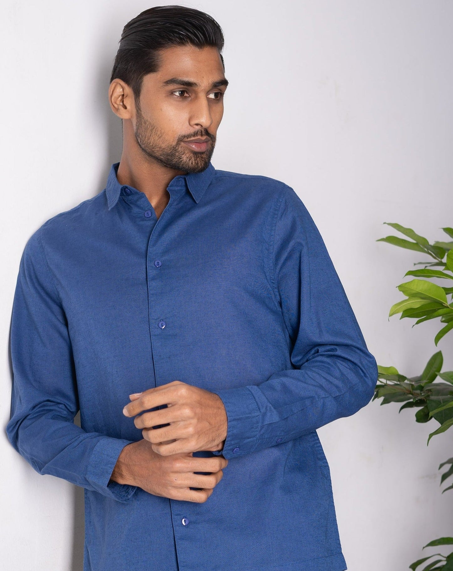 Linen Shirt for Men - Midnight Blue
