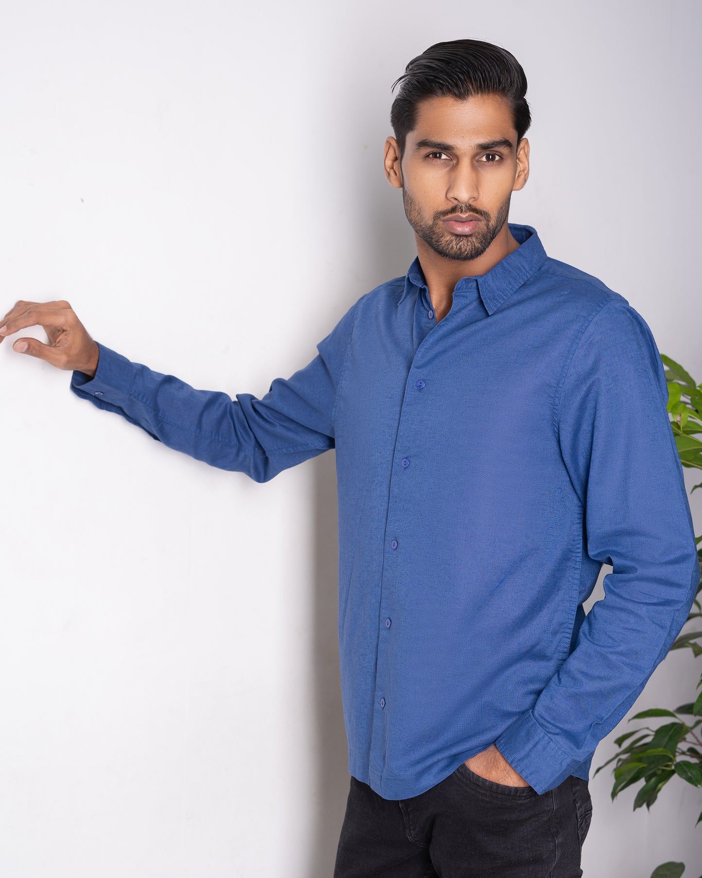 Linen Shirt for Men - Midnight Blue