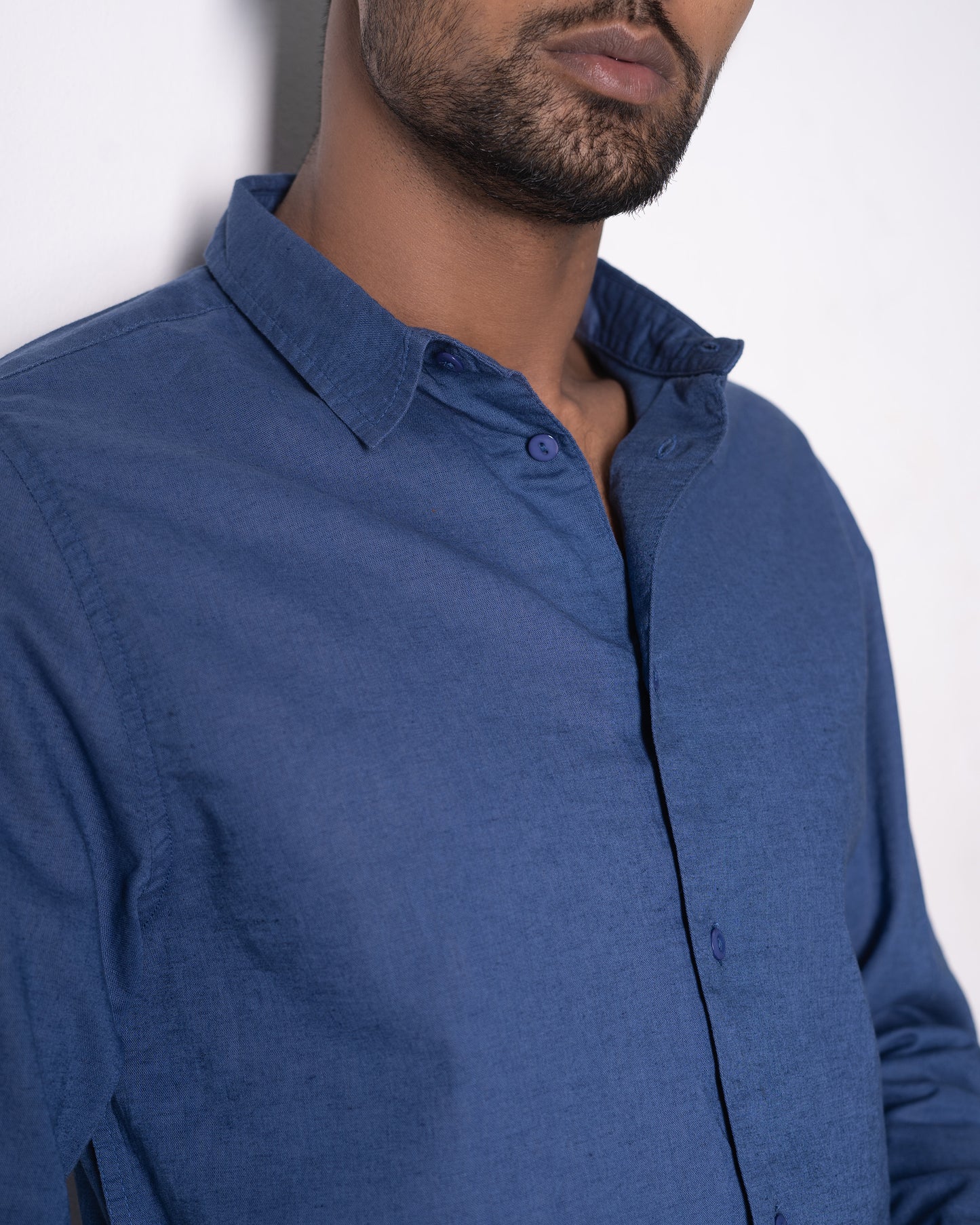 Linen Shirt for Men - Midnight Blue