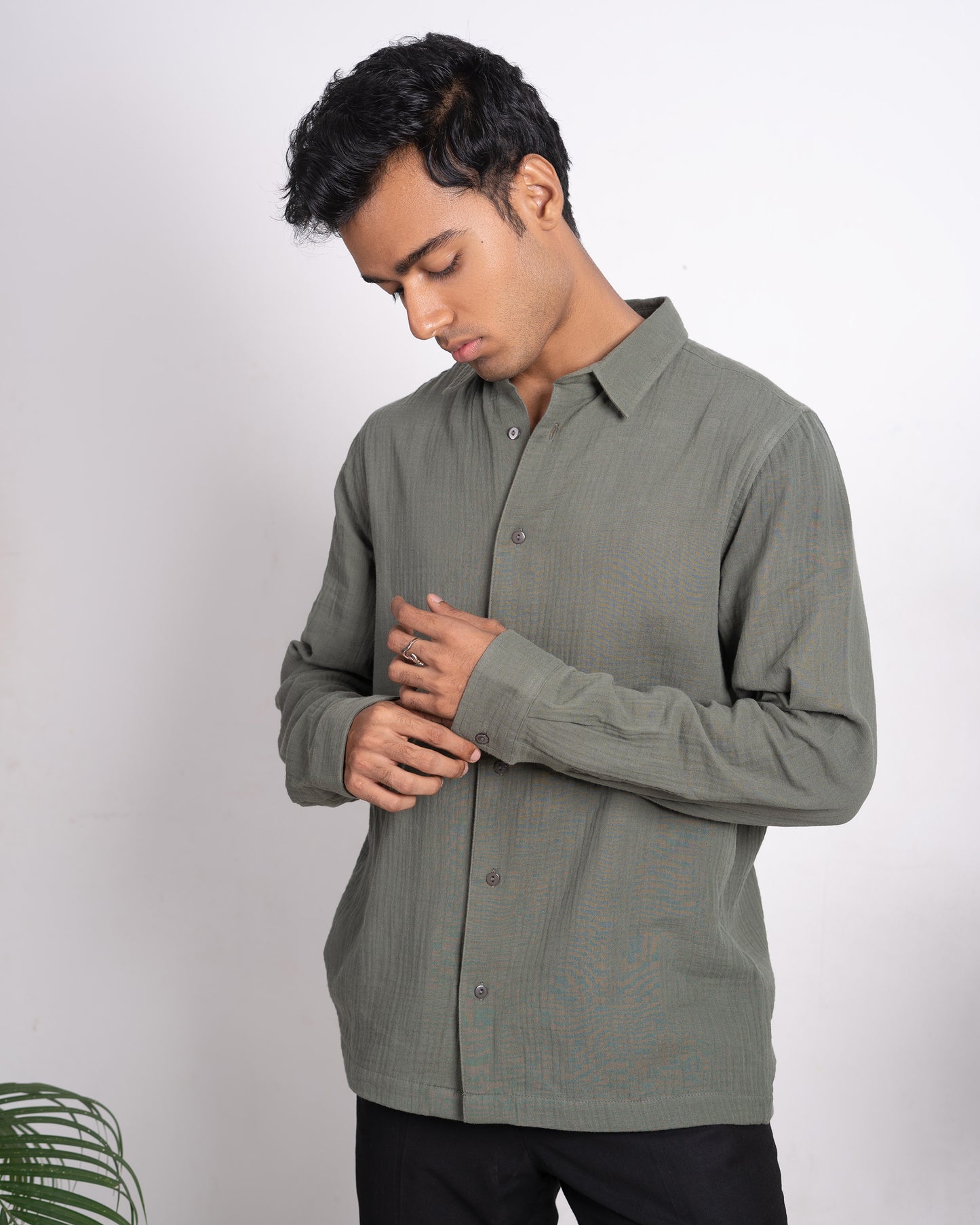 Waffle Shirt for Men - Olive