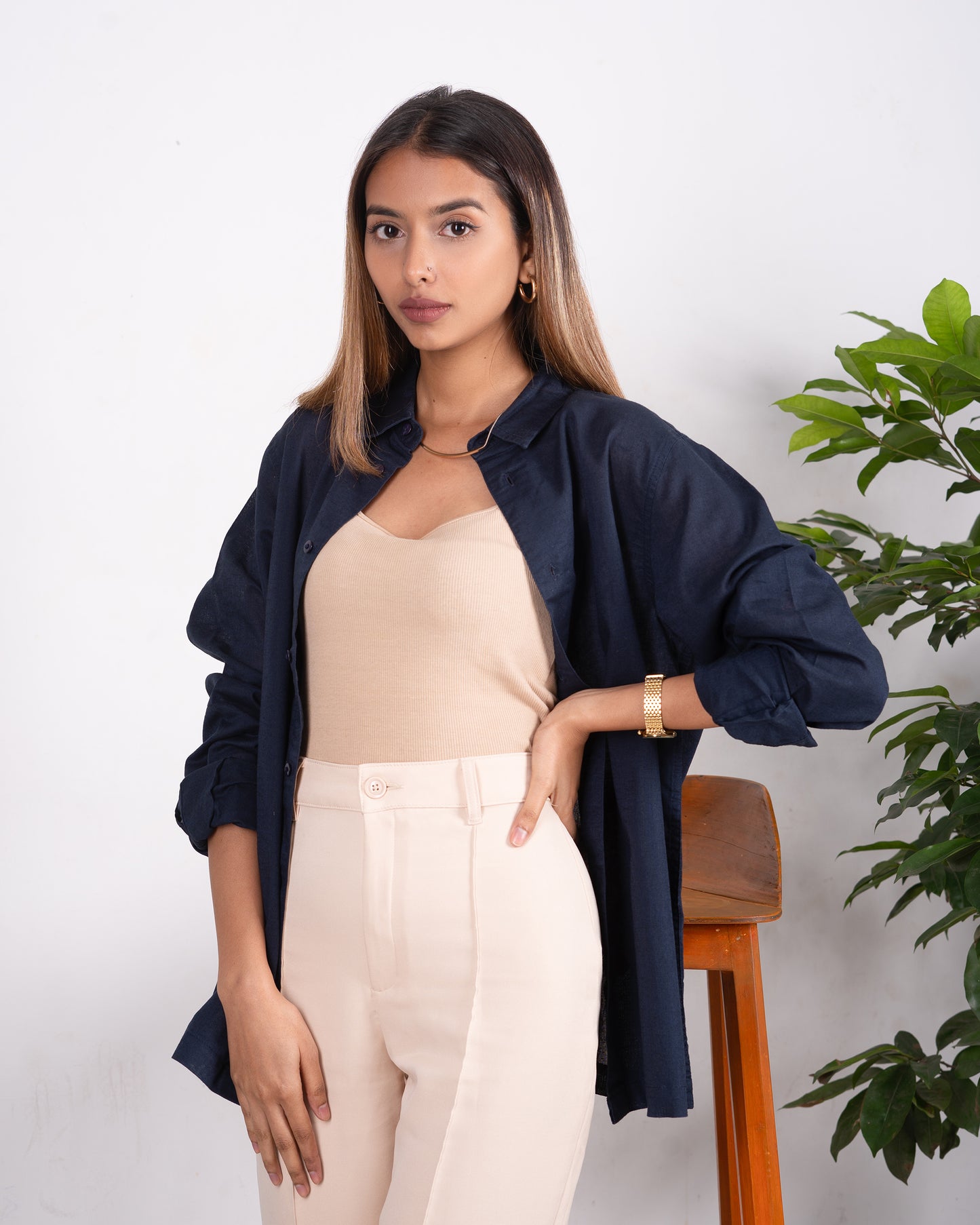 Linen Shirt - Unisex - Navy