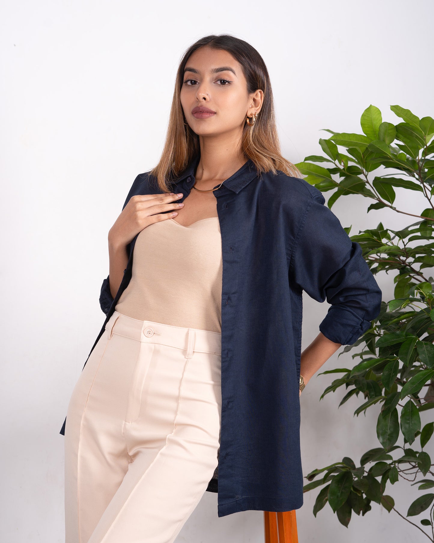 Linen Shirt - Unisex - Navy
