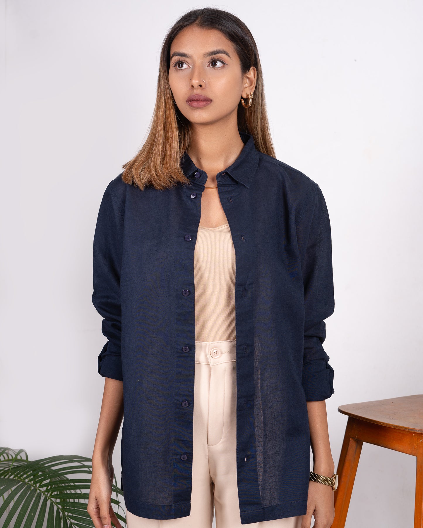 Linen Shirt - Unisex - Navy