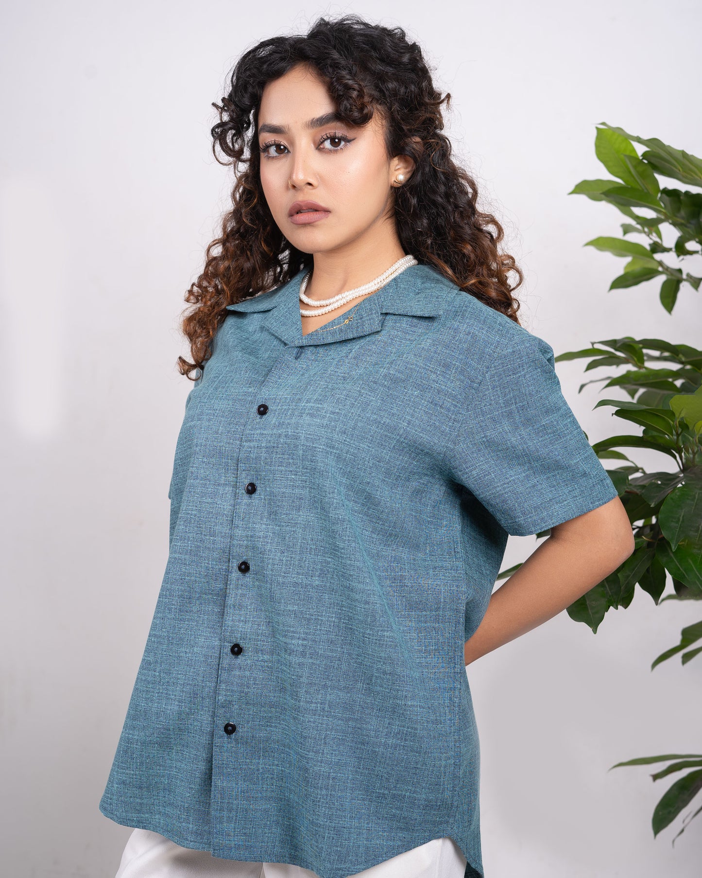 Cubana - Aqua - Cuban Shirt For Women
