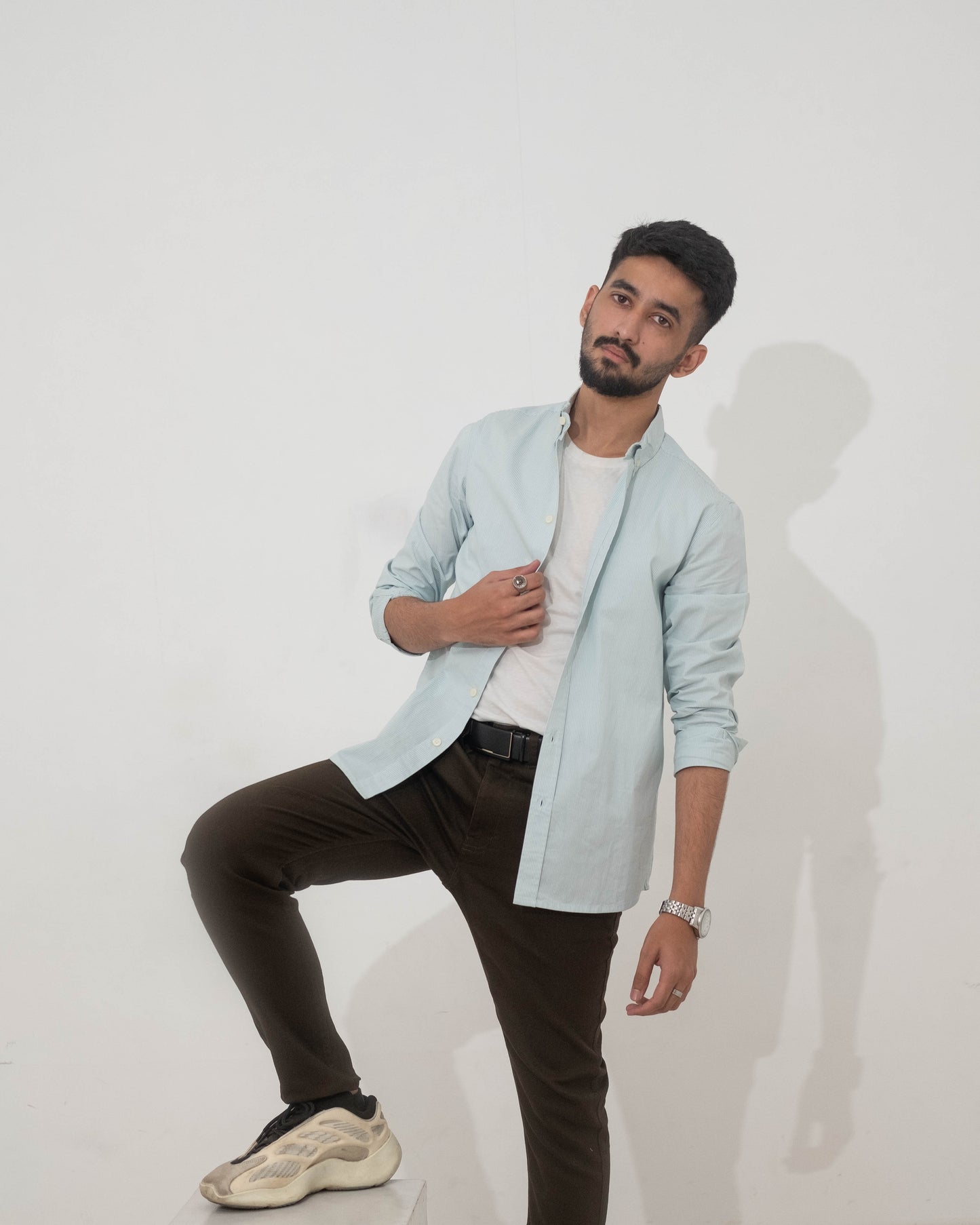 Aqua Stripe - Casual Shirt For Men
