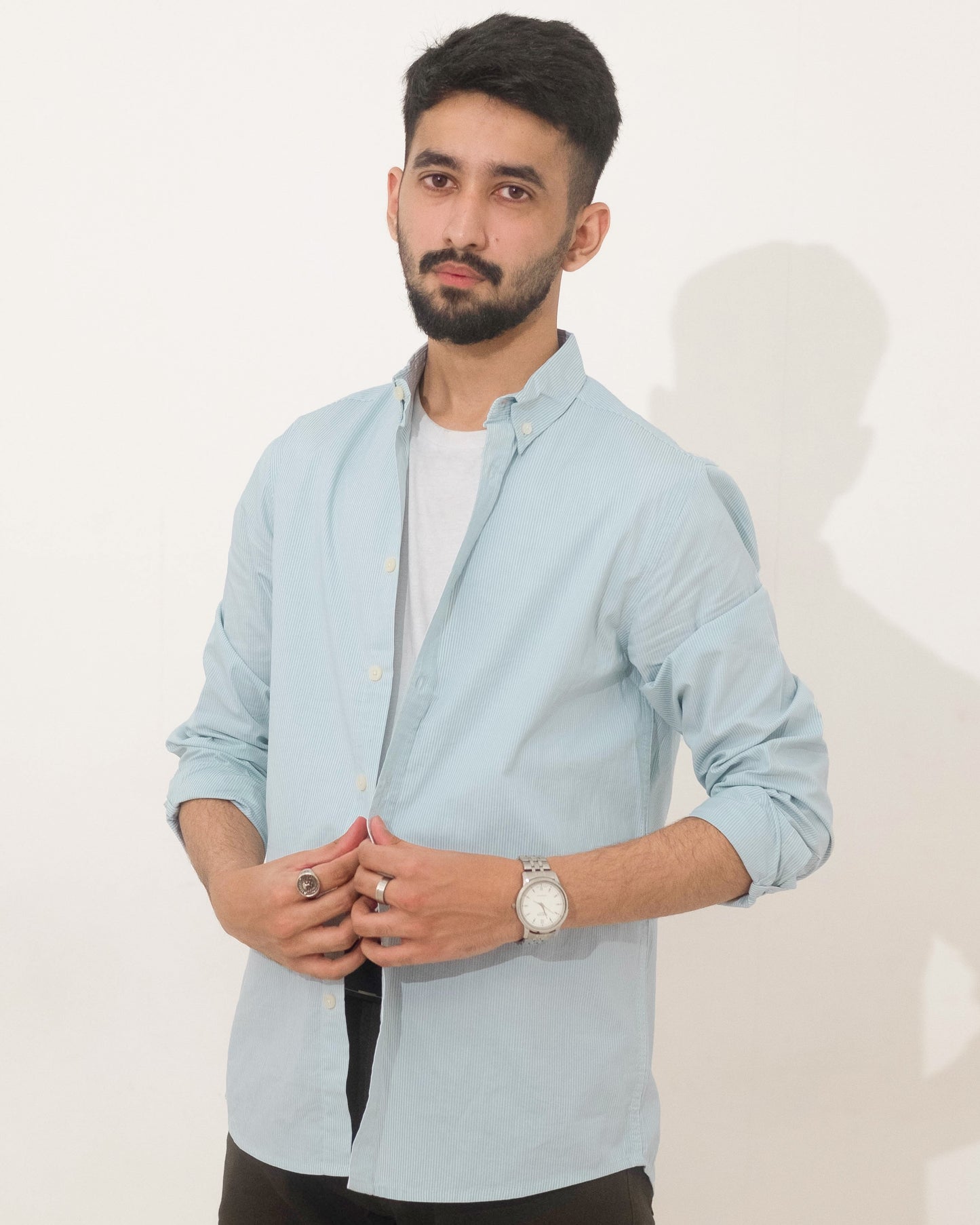 Aqua Stripe - Casual Shirt For Men
