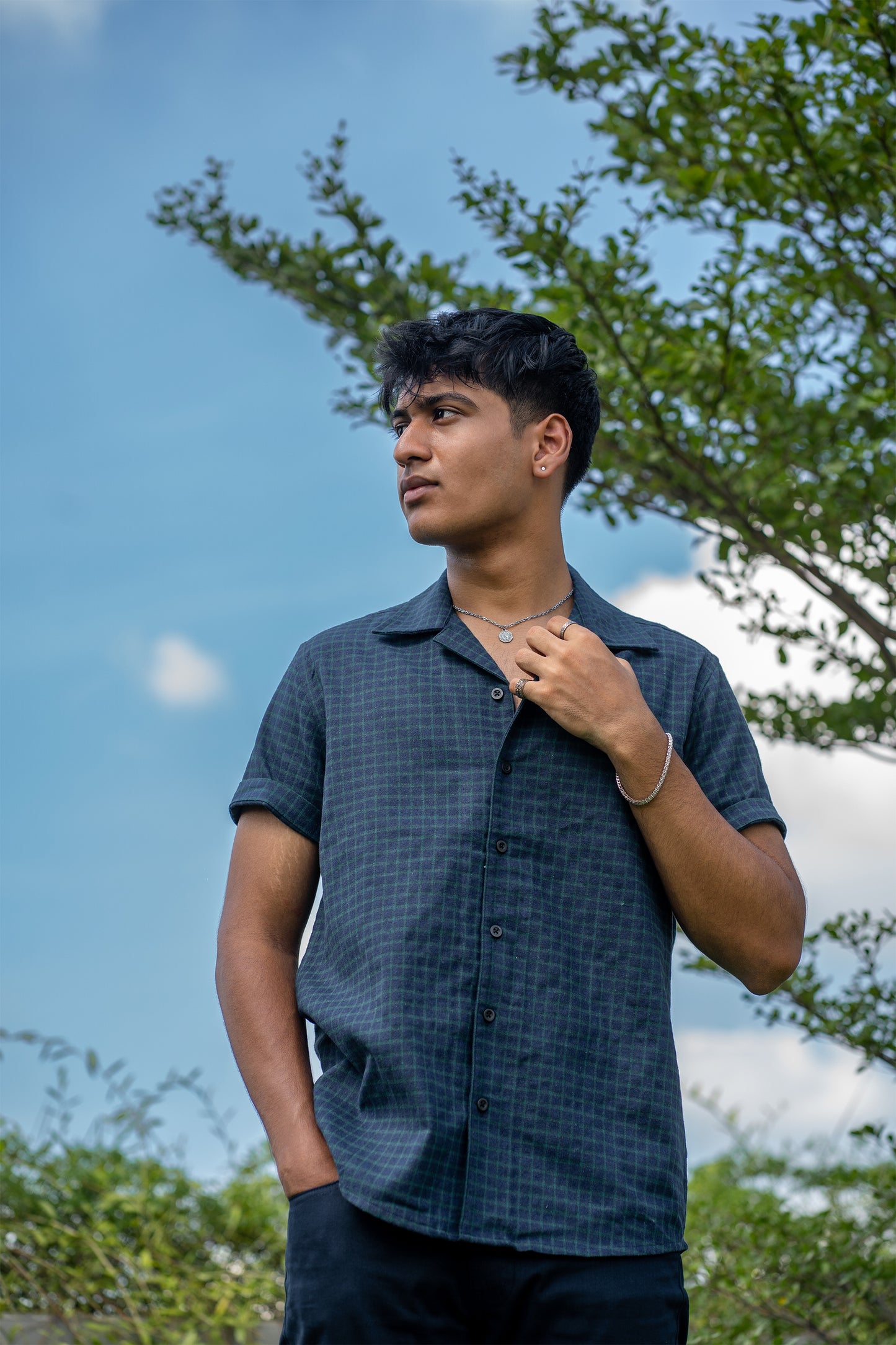 Men's Cuba Shirt - Navy/Green