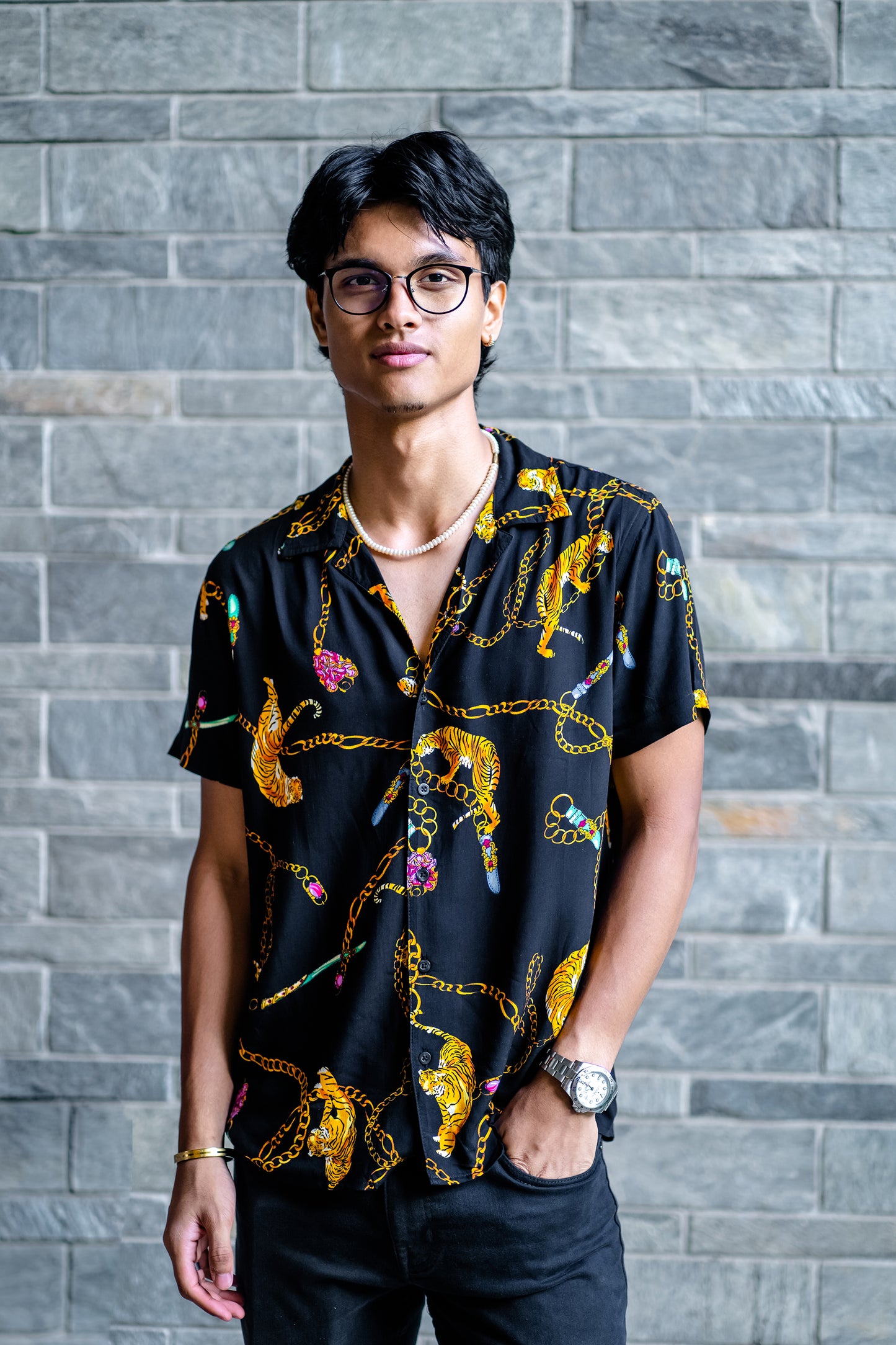 Cubana - Tigers and Chains - Cuban Shirt For Men