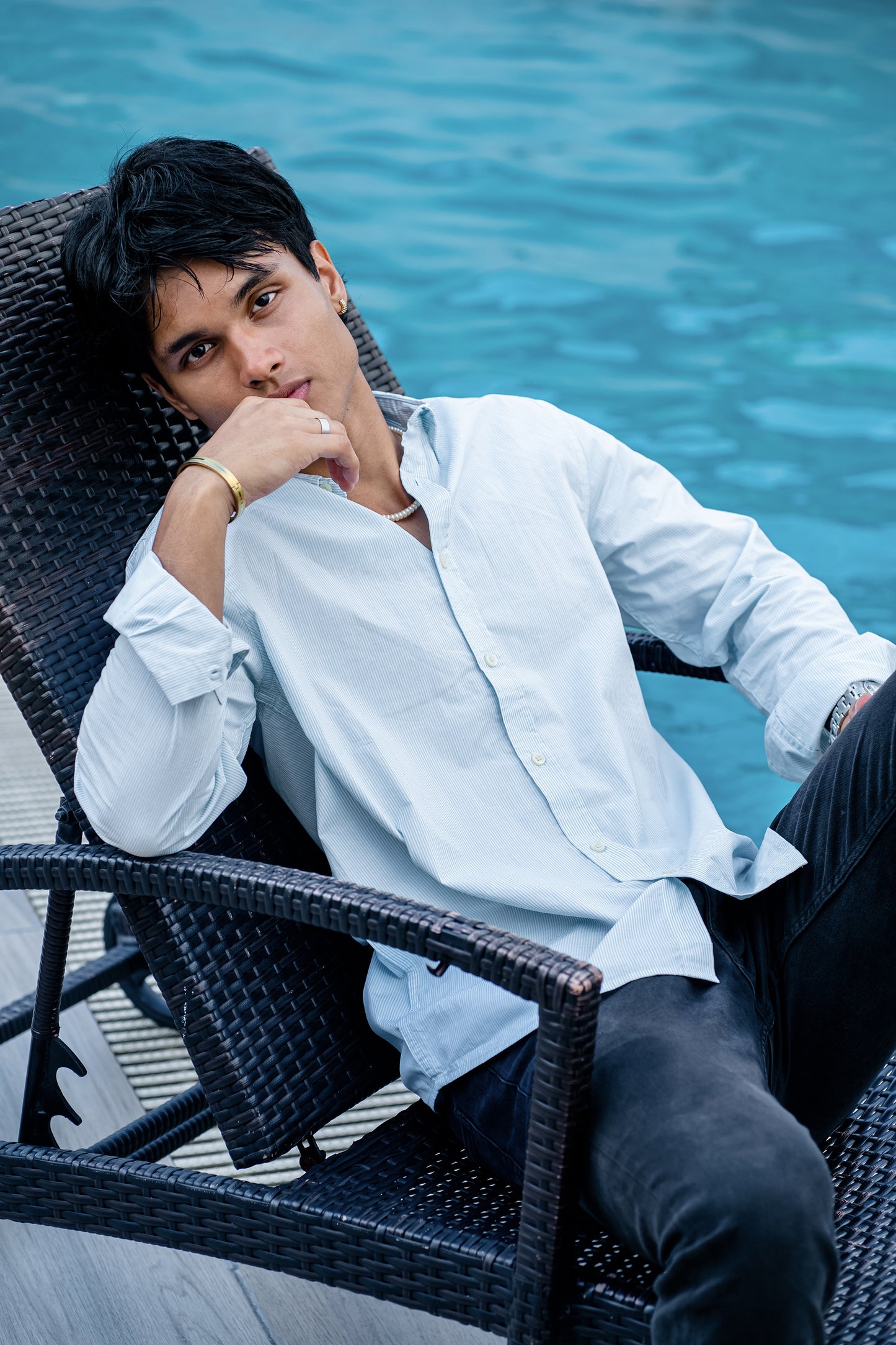 Aqua Stripe - Casual Shirt For Men