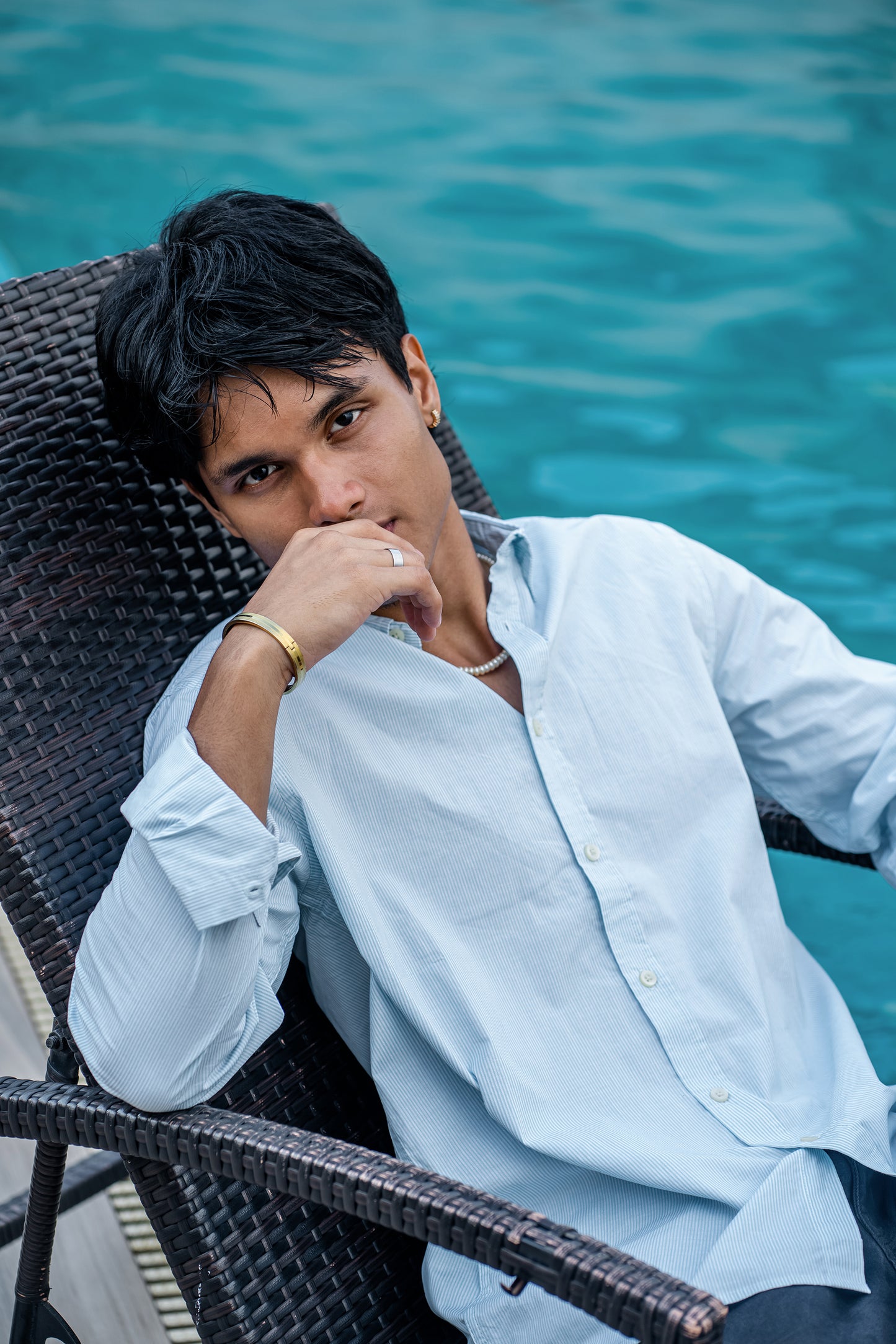 Aqua Stripe - Casual Shirt For Men