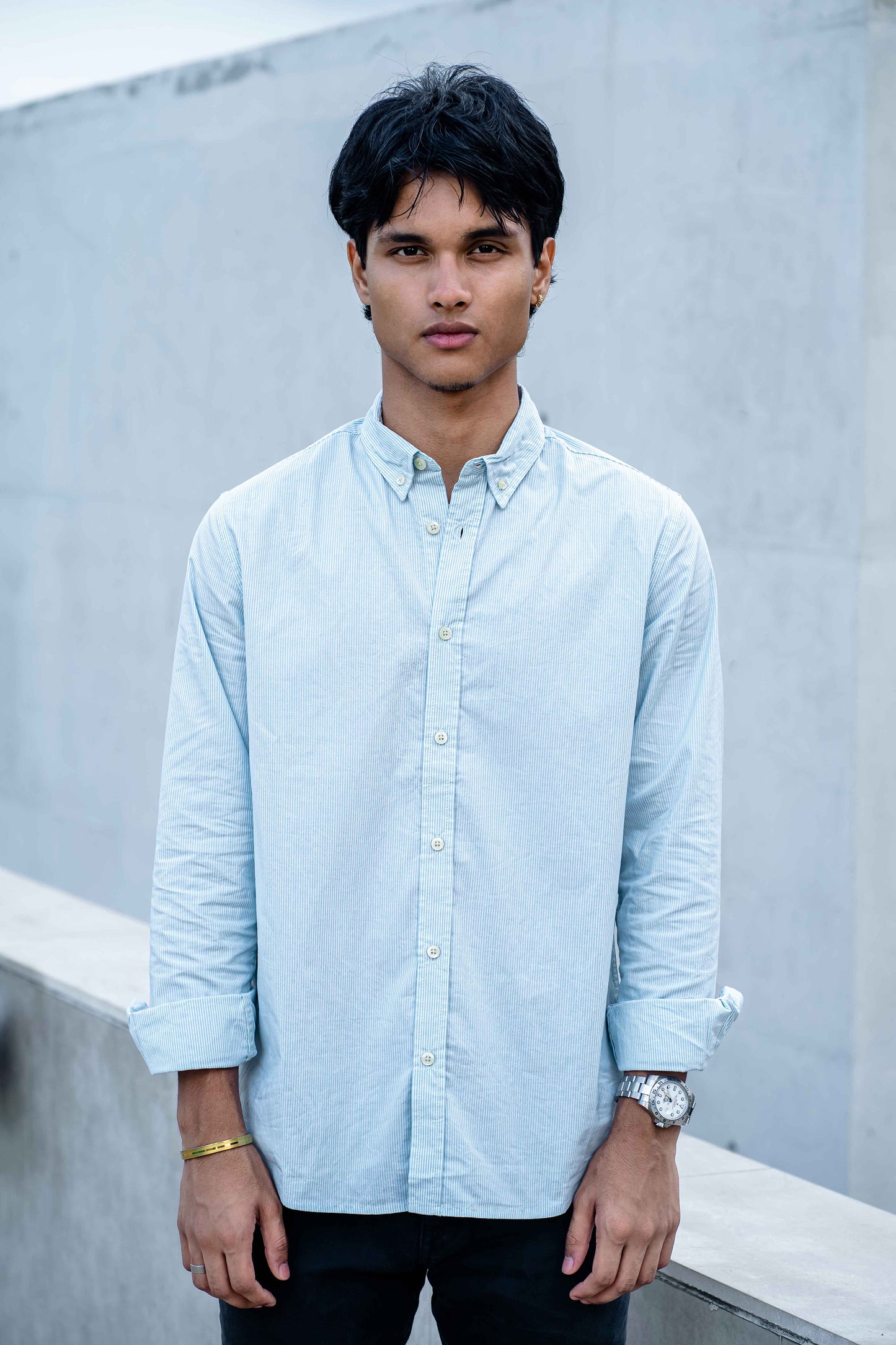 Aqua Stripe - Casual Shirt For Men