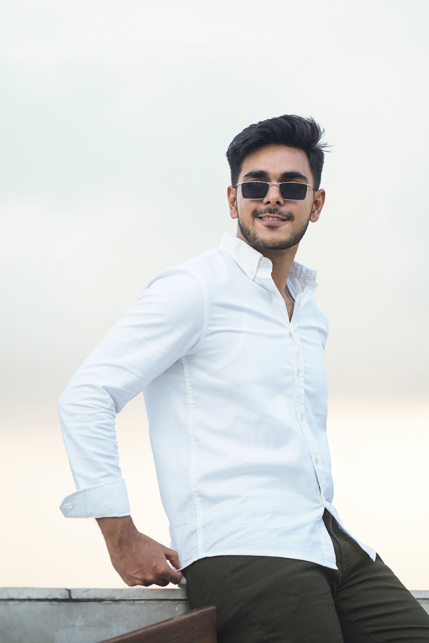 Crisp White - Casual Shirt For Men
