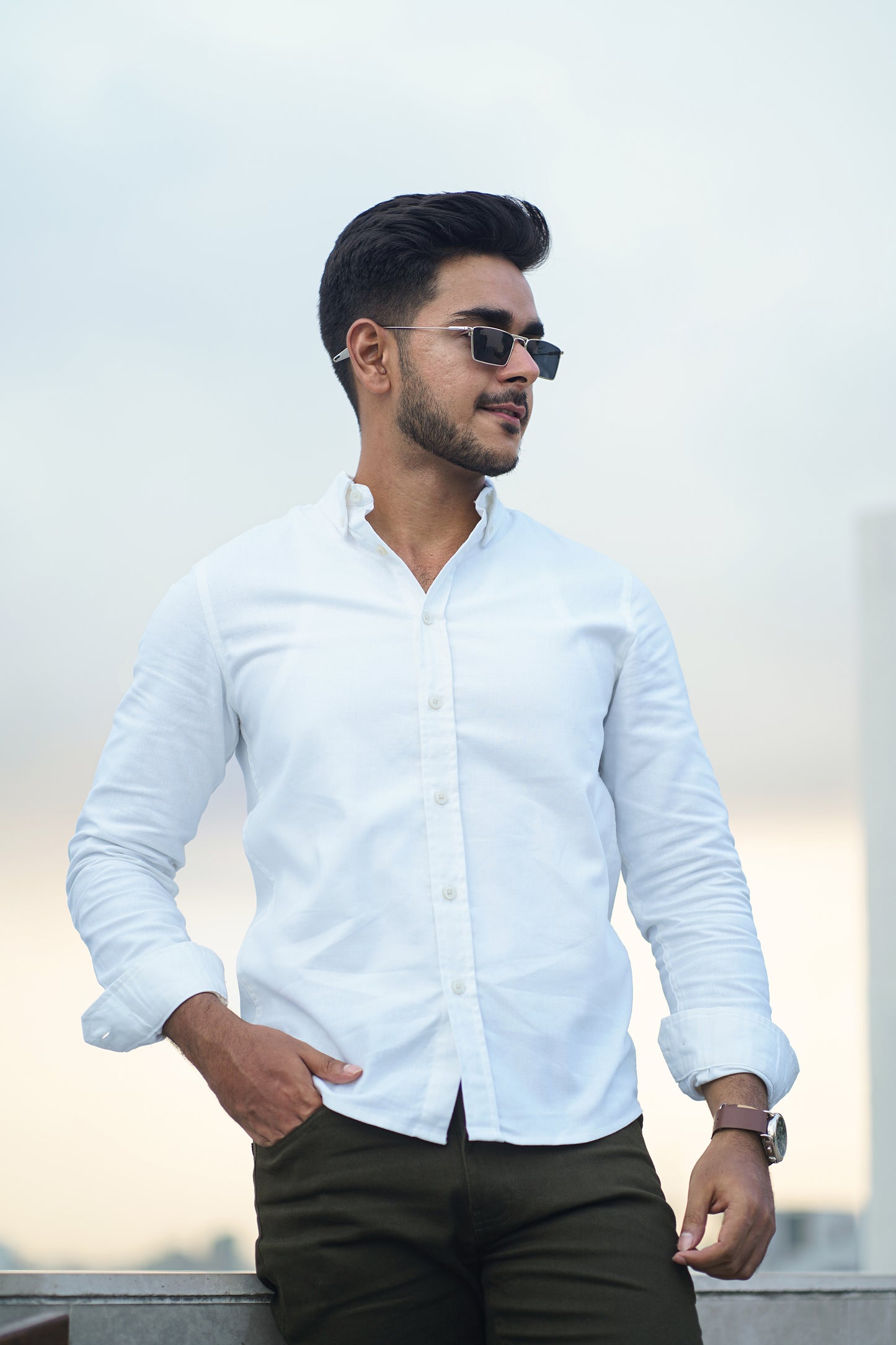 Crisp White - Casual Shirt For Men
