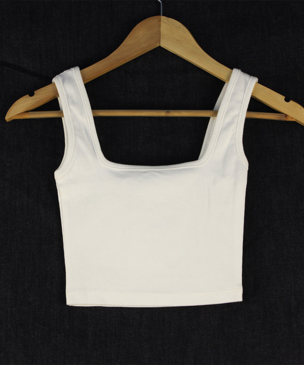 Charm - Cropped Tank Top - White