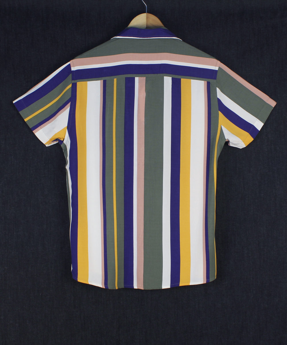 Cubana Raya - White Yellow Green - Cuban Shirt For Men