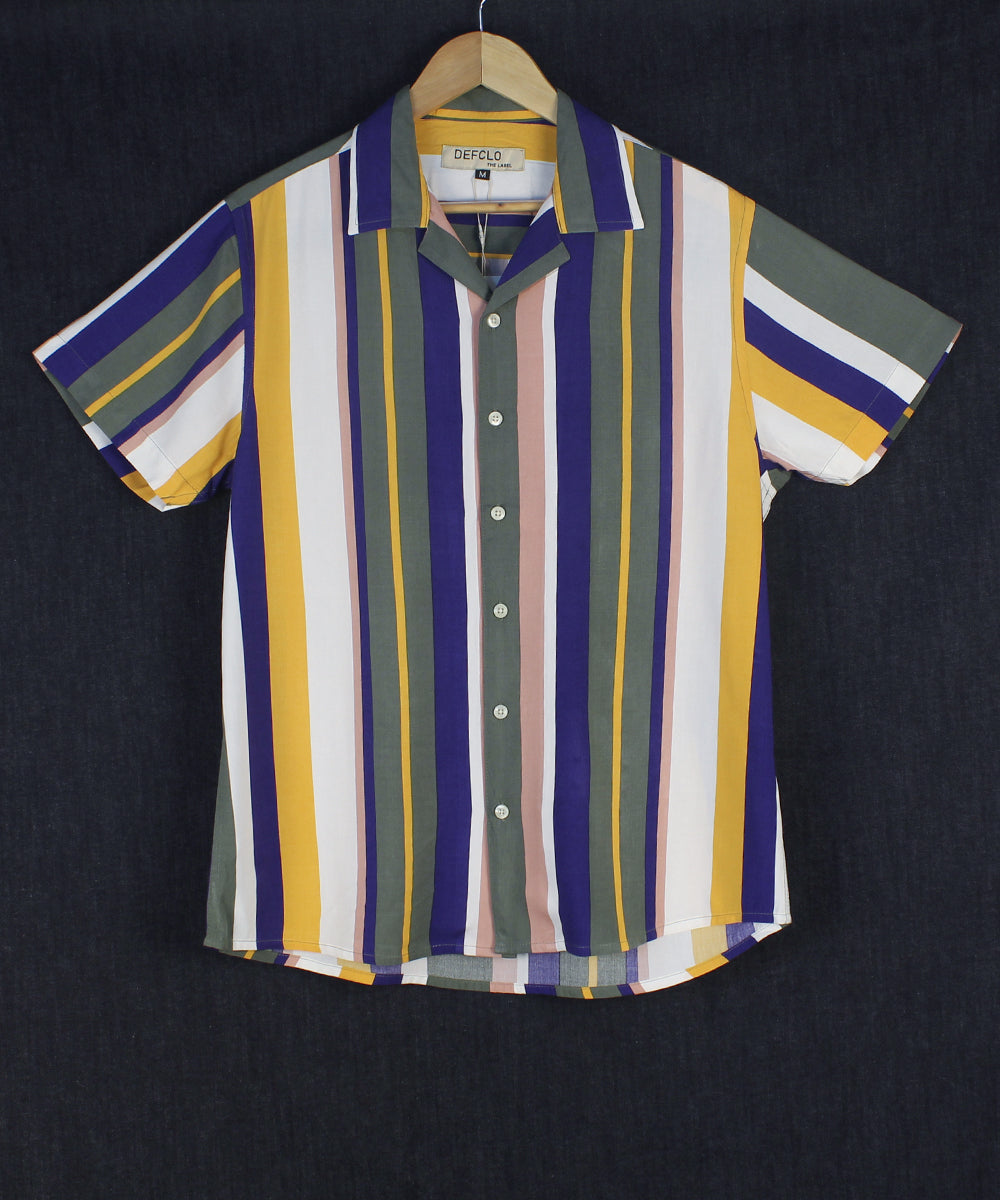 Cubana Raya - White Yellow Green - Cuban Shirt For Men