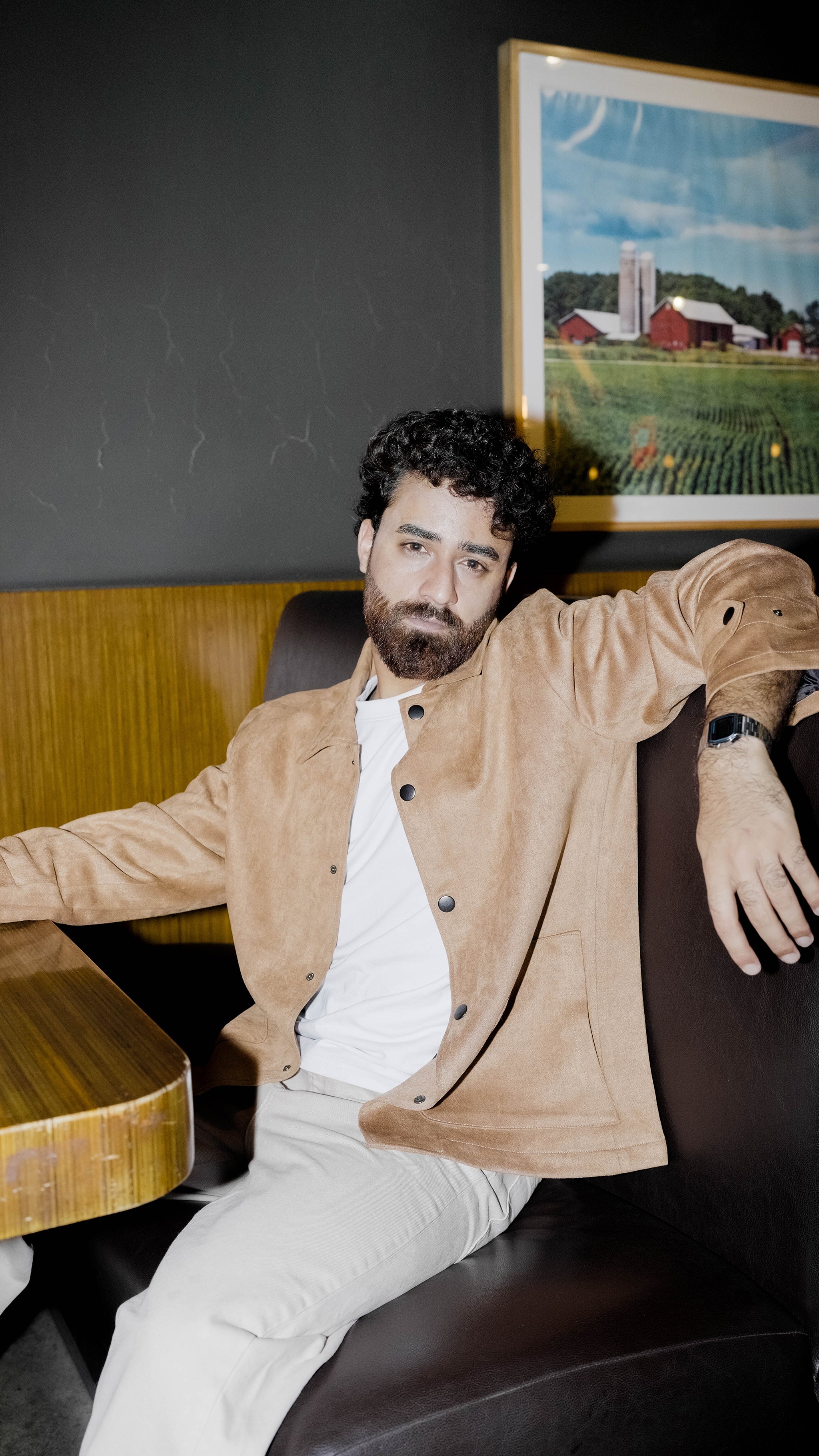 Suede Leather Kieran Coat Deluxe for Men - Tan Beige