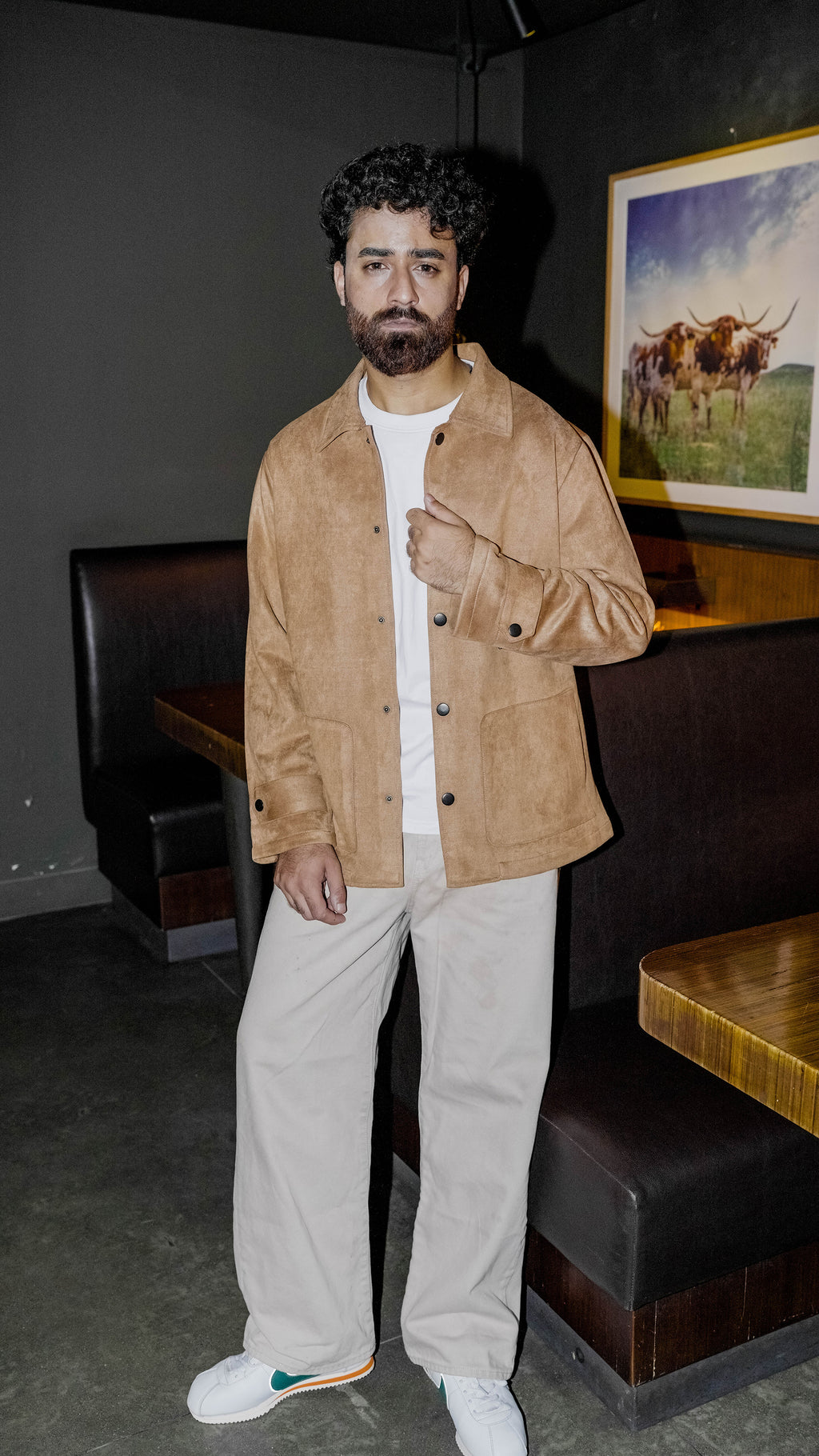 Suede Leather Kieran Coat Deluxe for Men - Tan Beige