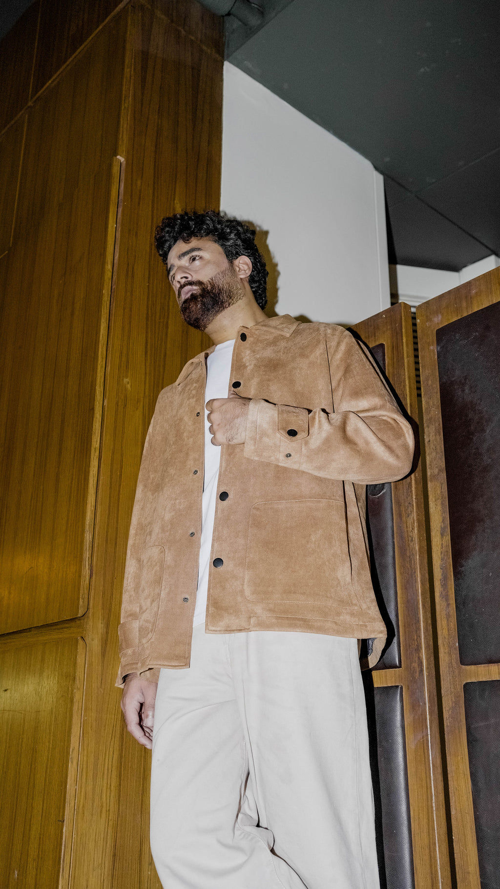 Suede Leather Kieran Coat Deluxe for Men - Tan Beige