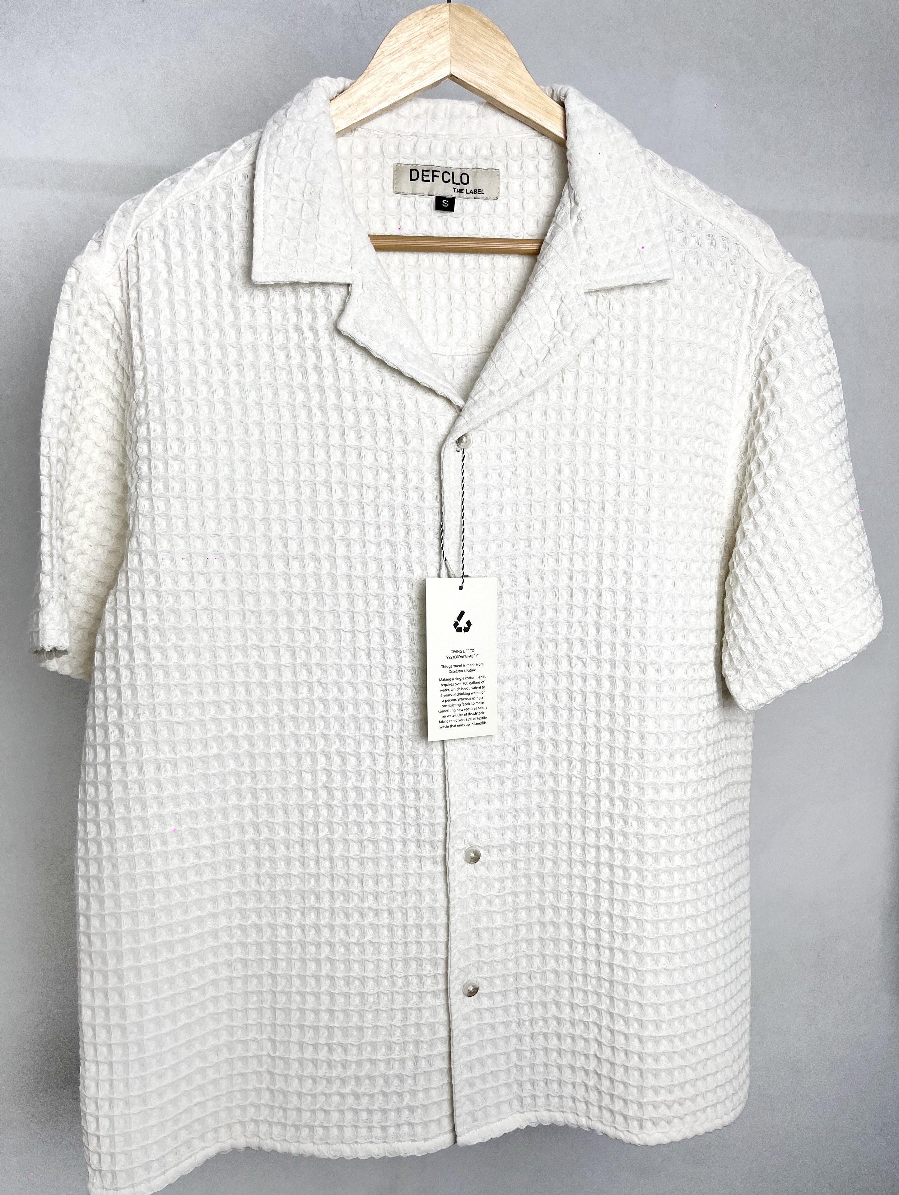 Revere Cuba - Off White Grid Textured Cuba - Revere Shirt For Men