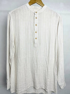 Linen Henley - Katua - Unisex - Linear Sand Pattern